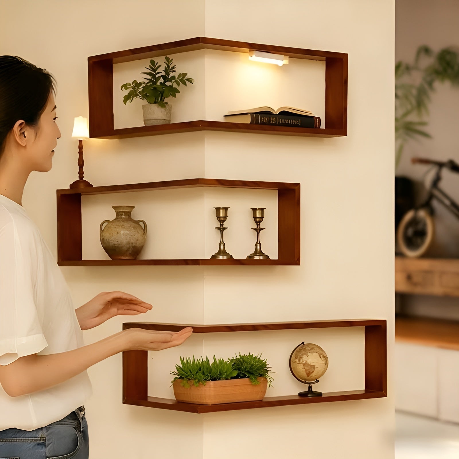 Vegghengt Hjørnehylle 90°– Funksjonell Og Stilig | For Orden I Hjemmet