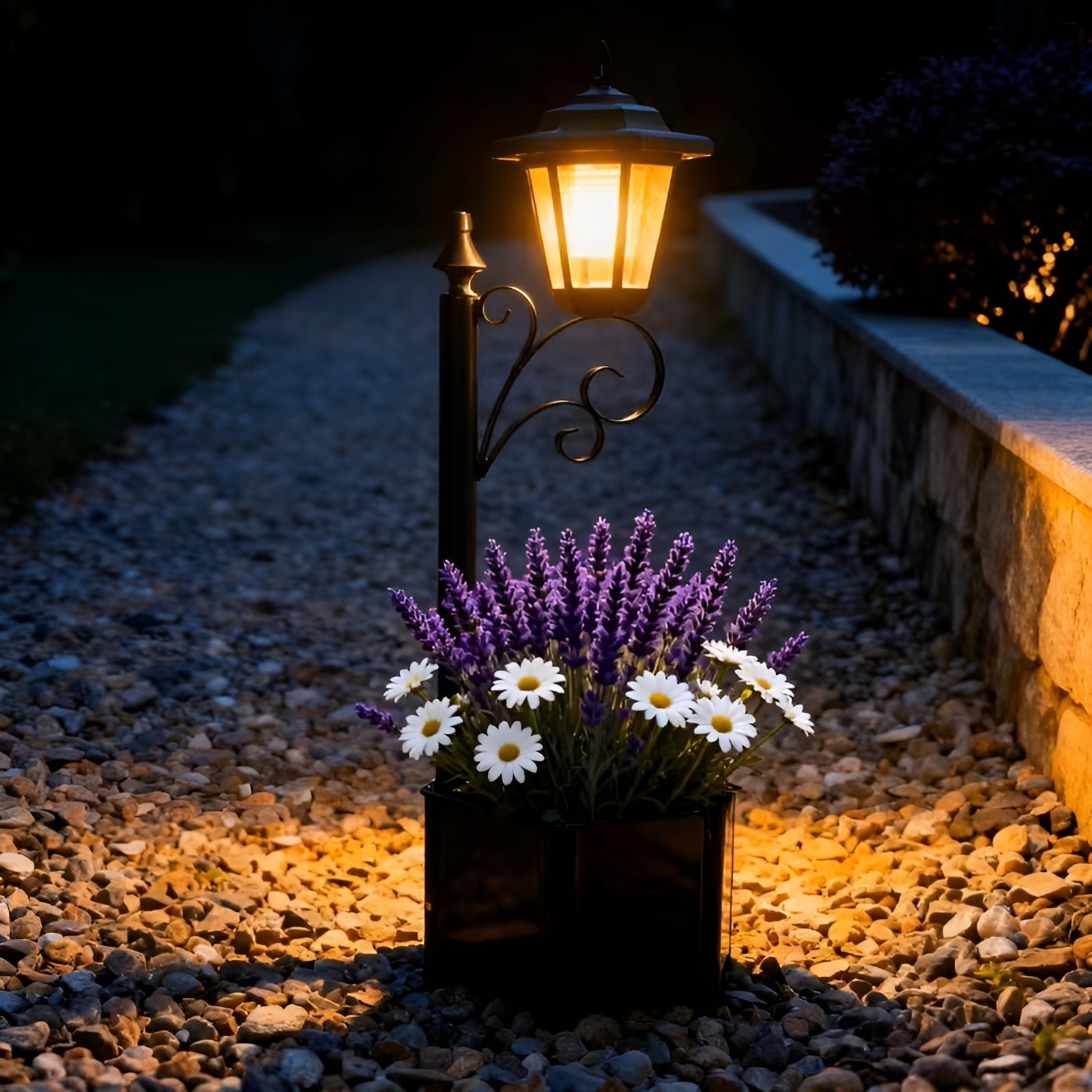 Solcellelampe med Blomsterpotte – Dekorativ og Stemningsfull | Perfekt for Balkong og Terrasse - Belysning for gangstier