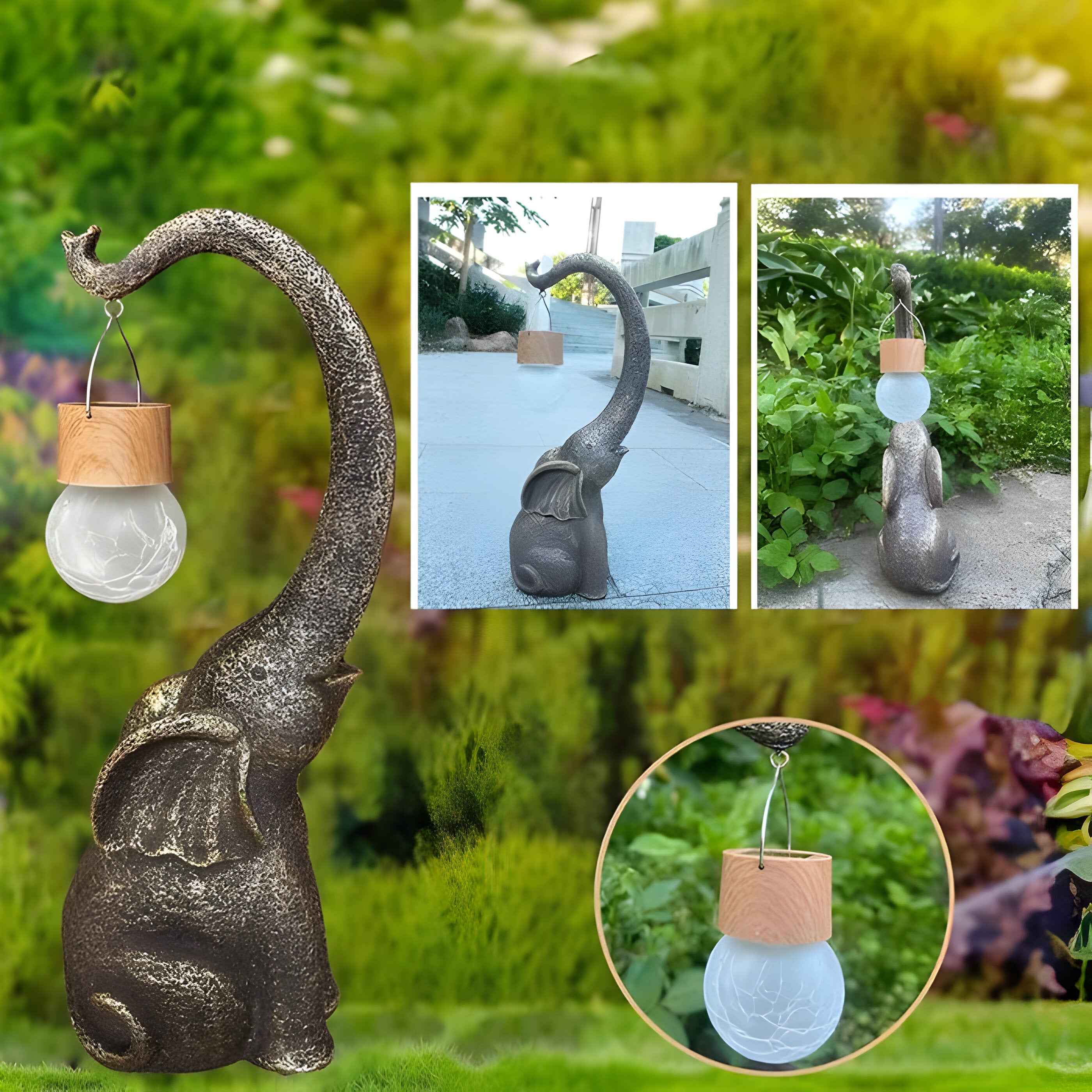 Klyssa - Solcelledrevet Bordlampe I Kobber Med Elefantdesign