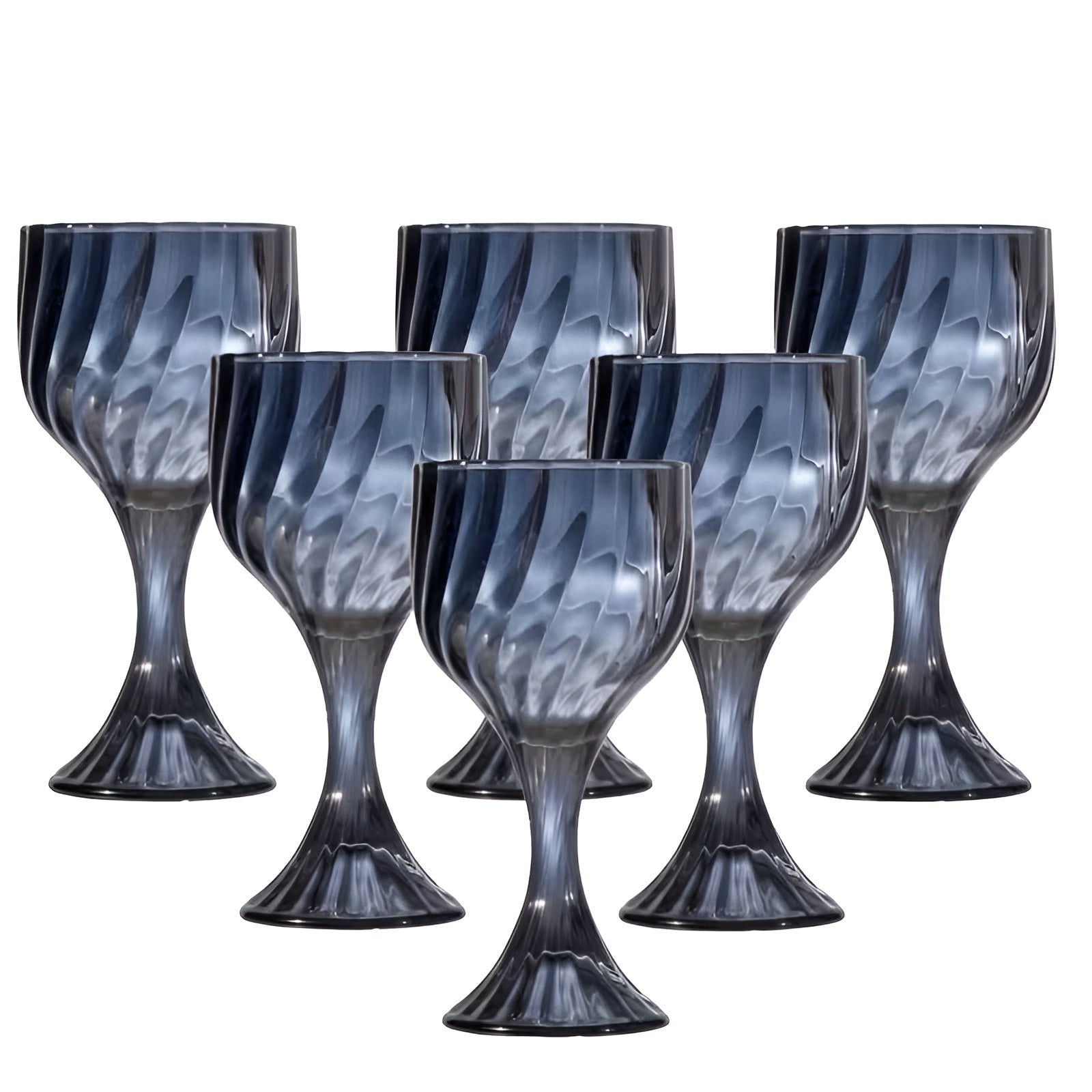 Retro drikkeglass med stett (6 stk) – Dekorative i rillet vintage-design | Elegante til borddekking og servering