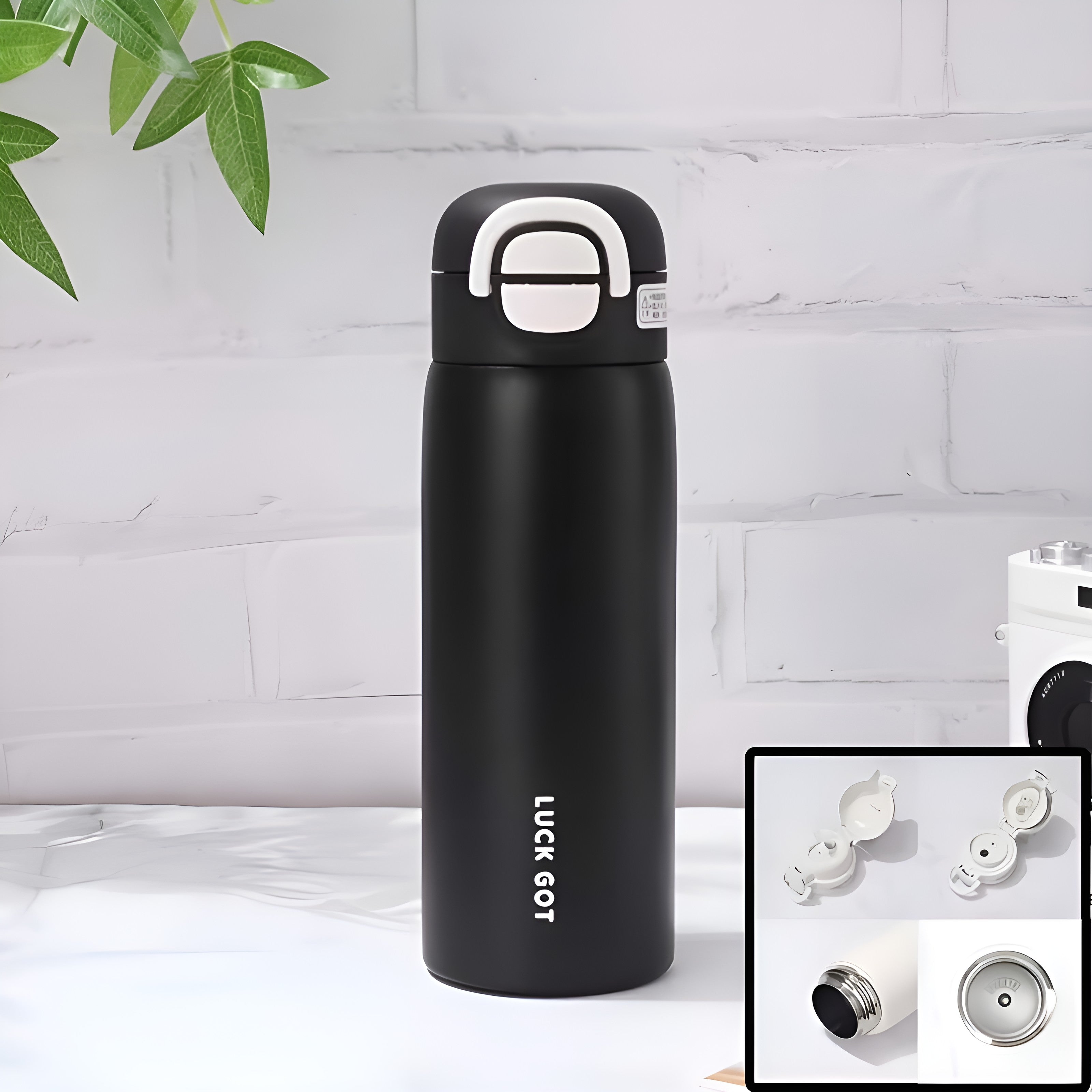 LuckGot Isolert Vannflaske – 500 ml, Varm/Kald i 24 Timer | Dobbeltvegget og Vakuumisolert