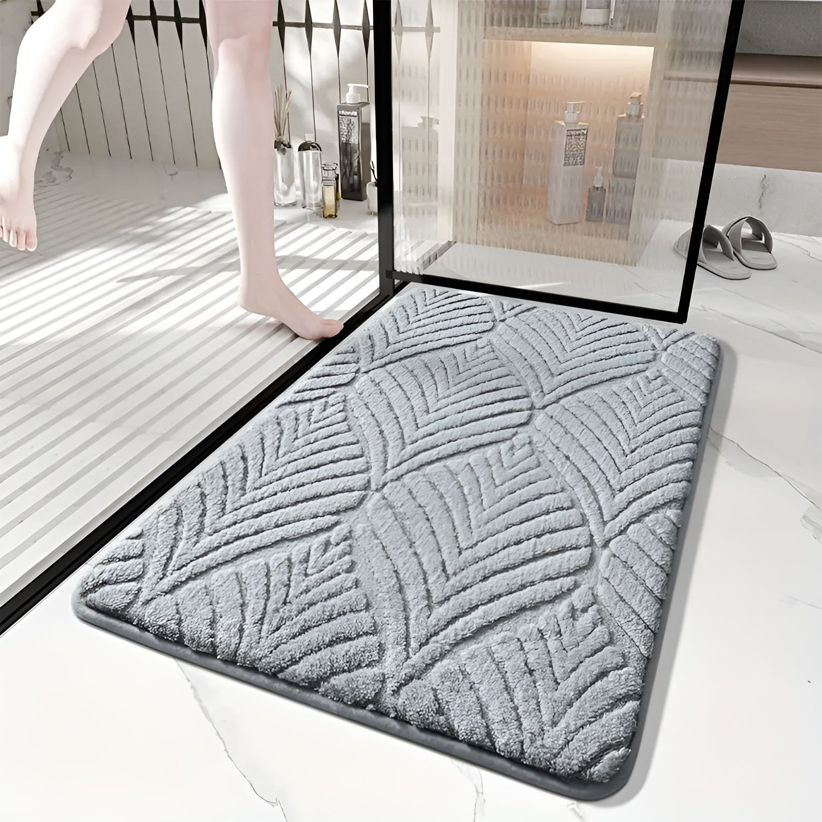 Geometrisk Badematte – Myk og Sklisikker | Superabsorberende og Hurtigtørkende