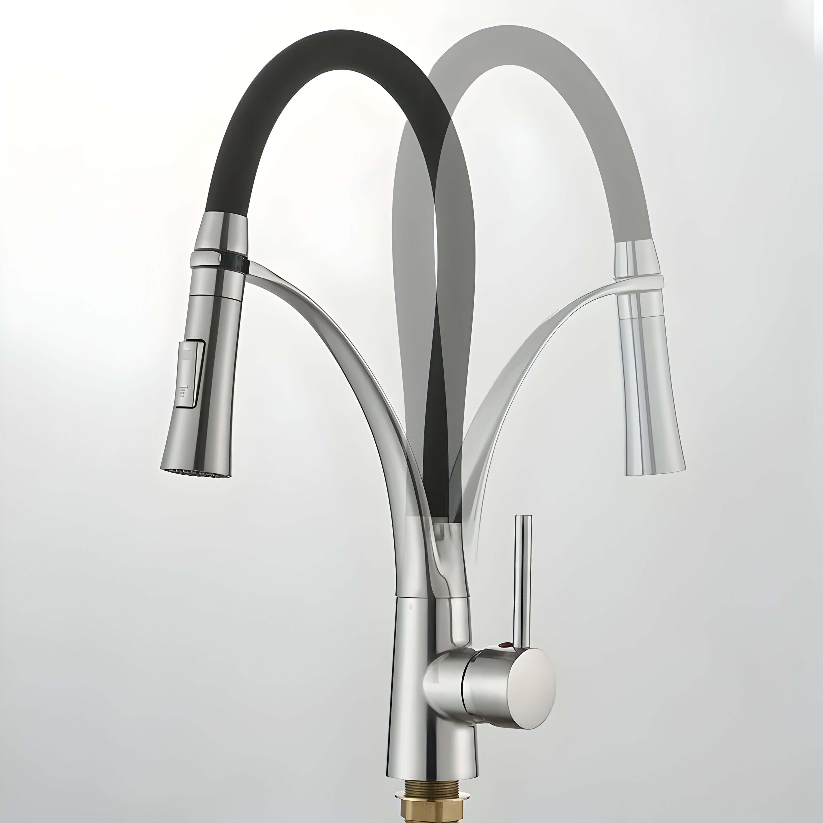 Rustfritt Stål Kran - 360° Kjøkkenkran Med Uttrekkbar Dusj Og Uttrekkbar Tut