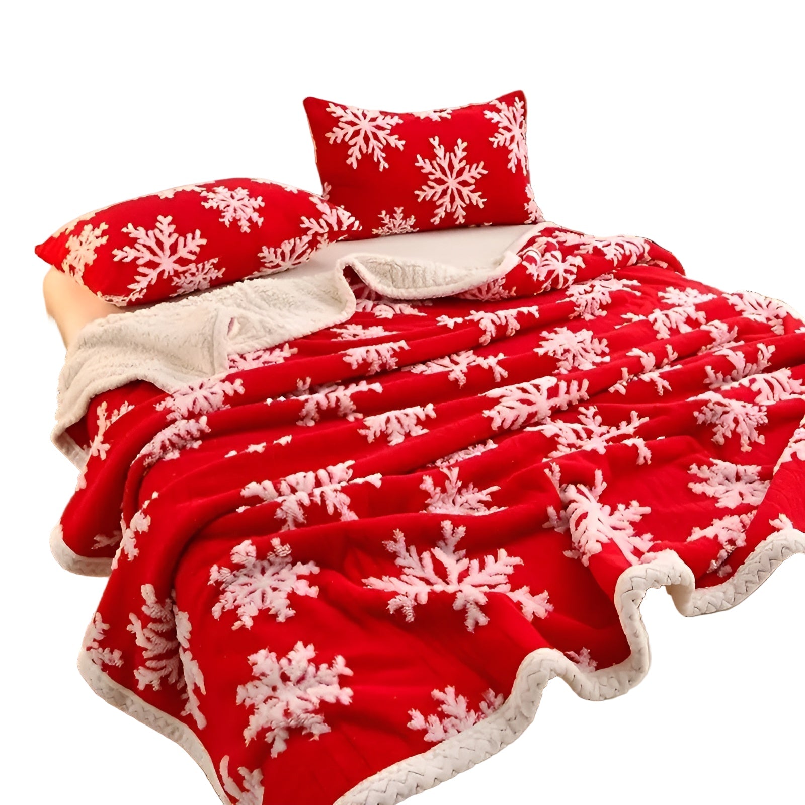 Mykt Fleecepledd med Snøfnuggmønster – Varmt og Koselig | Perfekt for Sofa og Seng