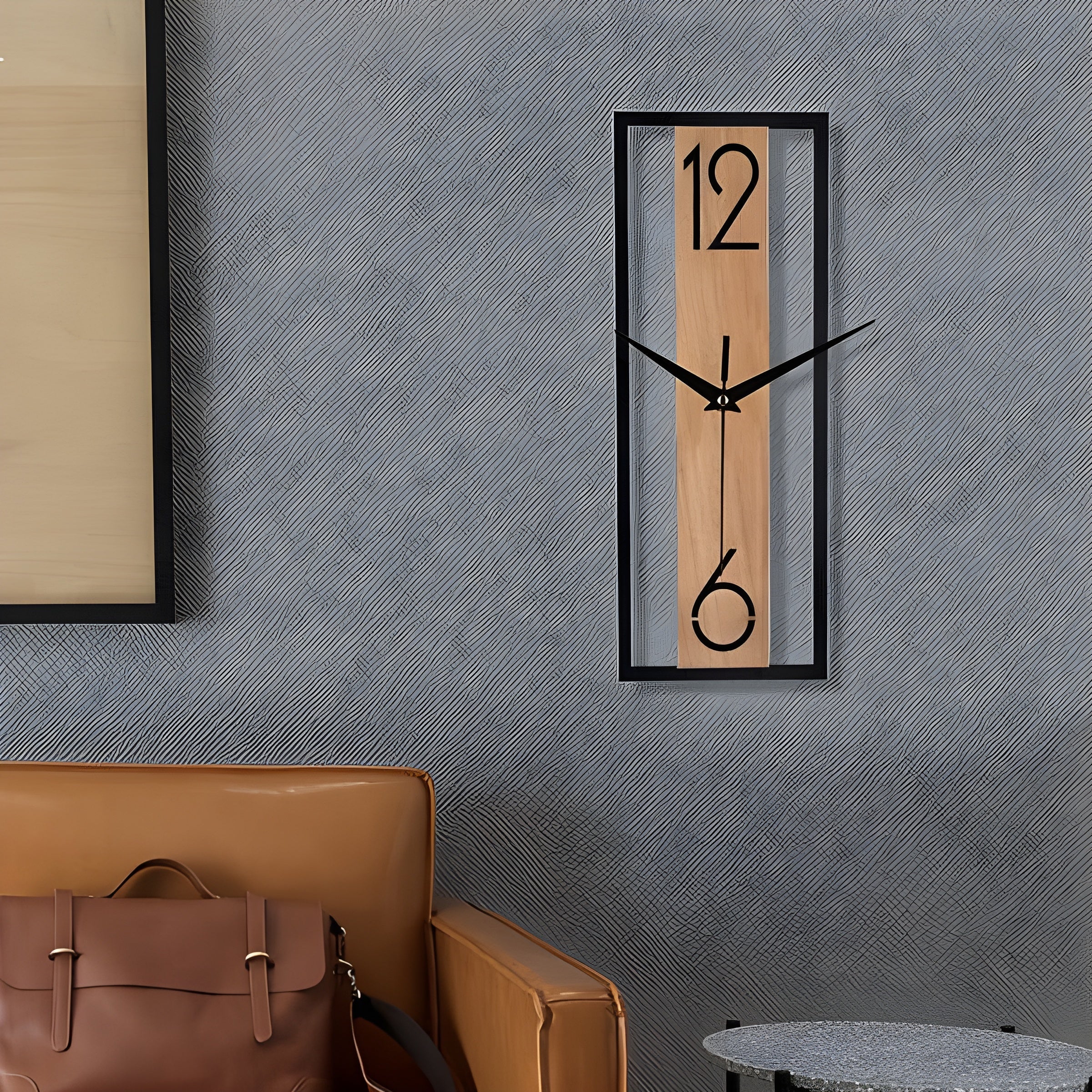 Rektangulær Veggklokke i Trelook – Moderne og Dekorativ | Perfekt for Stue, Kontor eller Kjøkken