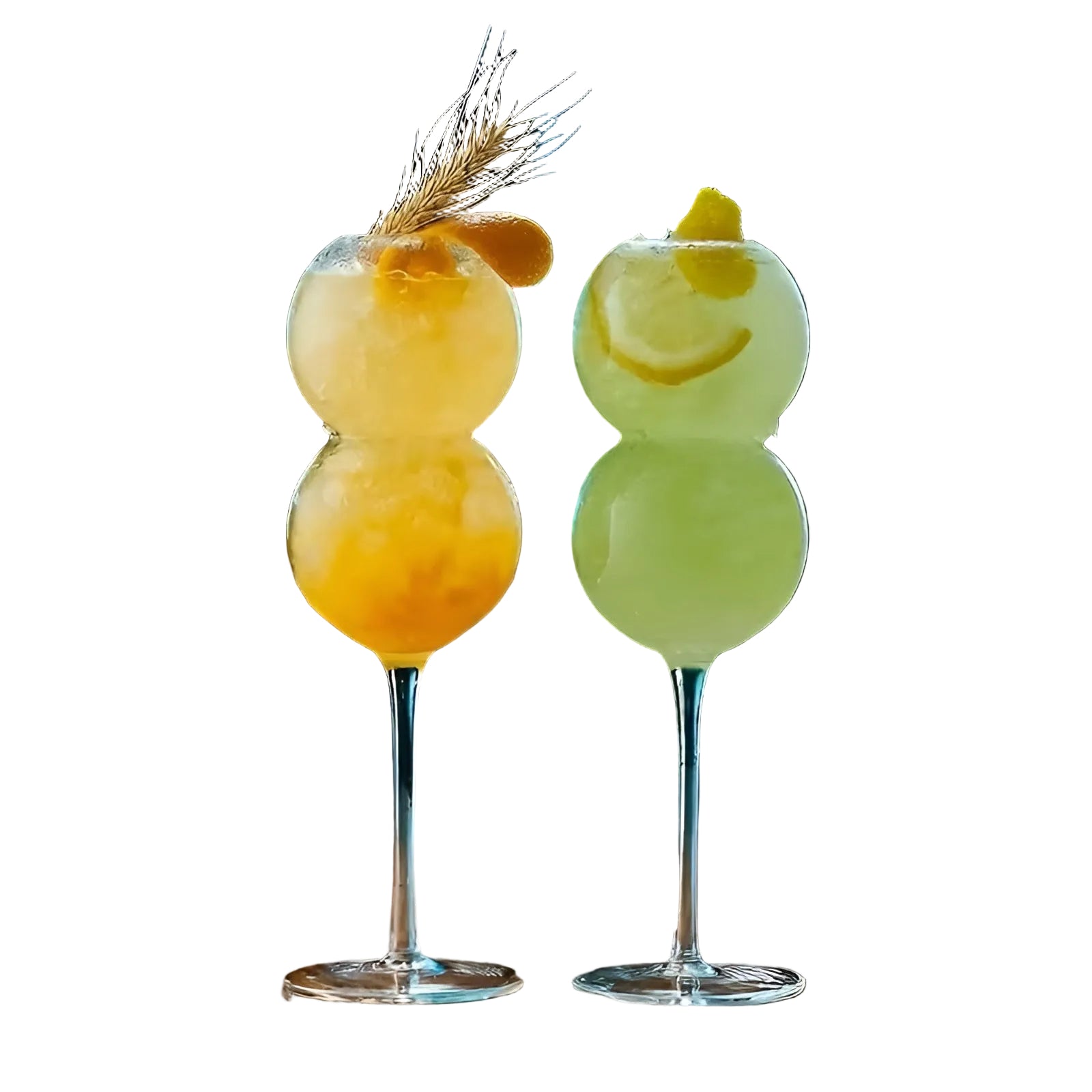 Sett Med 2 Glassbeger I Kuleform – Elegante Og Dekorative | Kan Brukes På Nytt Med Glassstrå Perfekte Til Juice Drinker