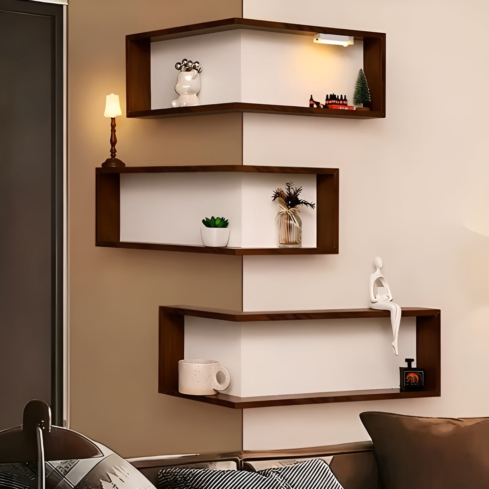 Vegghengt Hjørnehylle 90°– Funksjonell Og Stilig | For Orden I Hjemmet