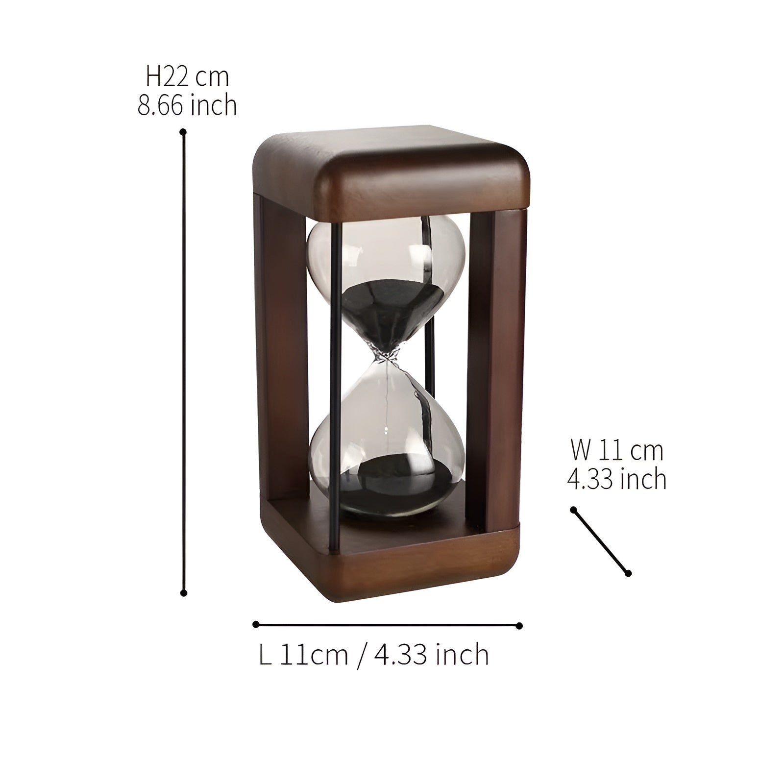 Tretimeglass 30 Minutter – Dekorativt i Massivt Tre | Perfekt for Kontor og Hjem