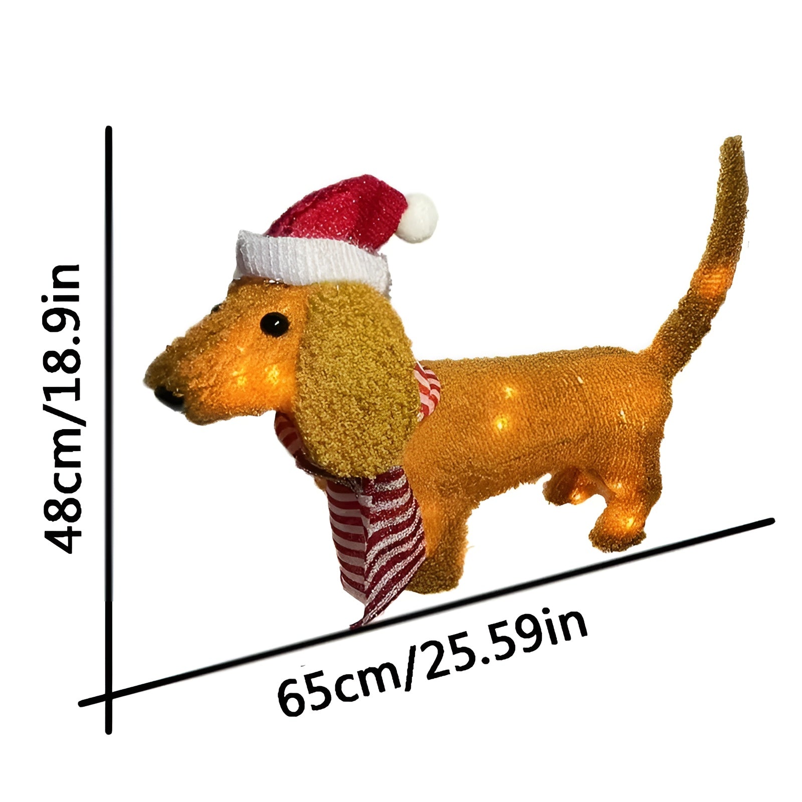 LED Hund med Rød Lue – Lysende Juledekorasjon | Perfekt for Hus og Hage