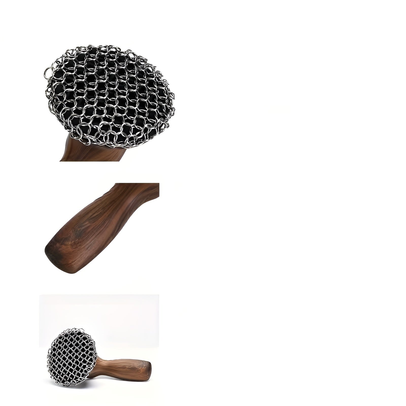 Kjettingbørste I Rustfritt Stål – Fjerner Fastbrent Smuss Enkelt | Perfekt For Støpejernspanner Og Dutch Oven - 1