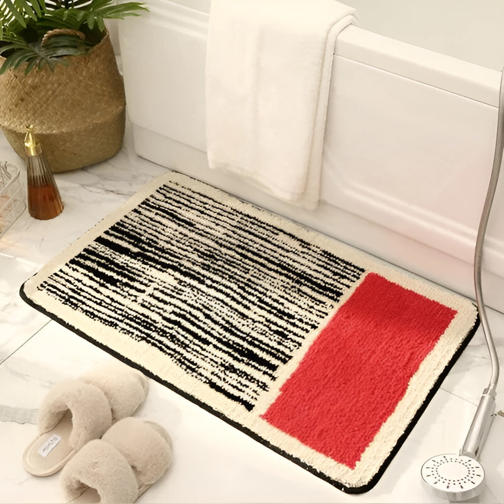 Luksuriøs Håndlaget Badematte – Abstrakt Design For Stilfulle Baderom