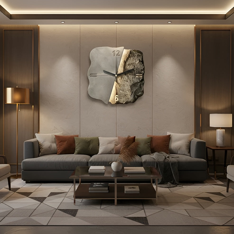 Sandstein Veggklokke – Moderne 3D-Design | Dekorativ for Stue og Kontor