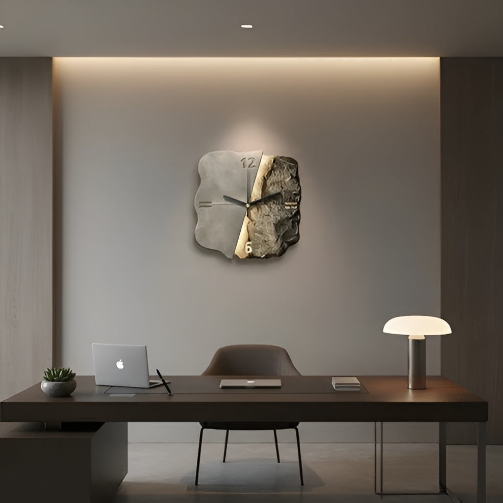 Sandstein Veggklokke – Moderne 3D-Design | Dekorativ for Stue og Kontor