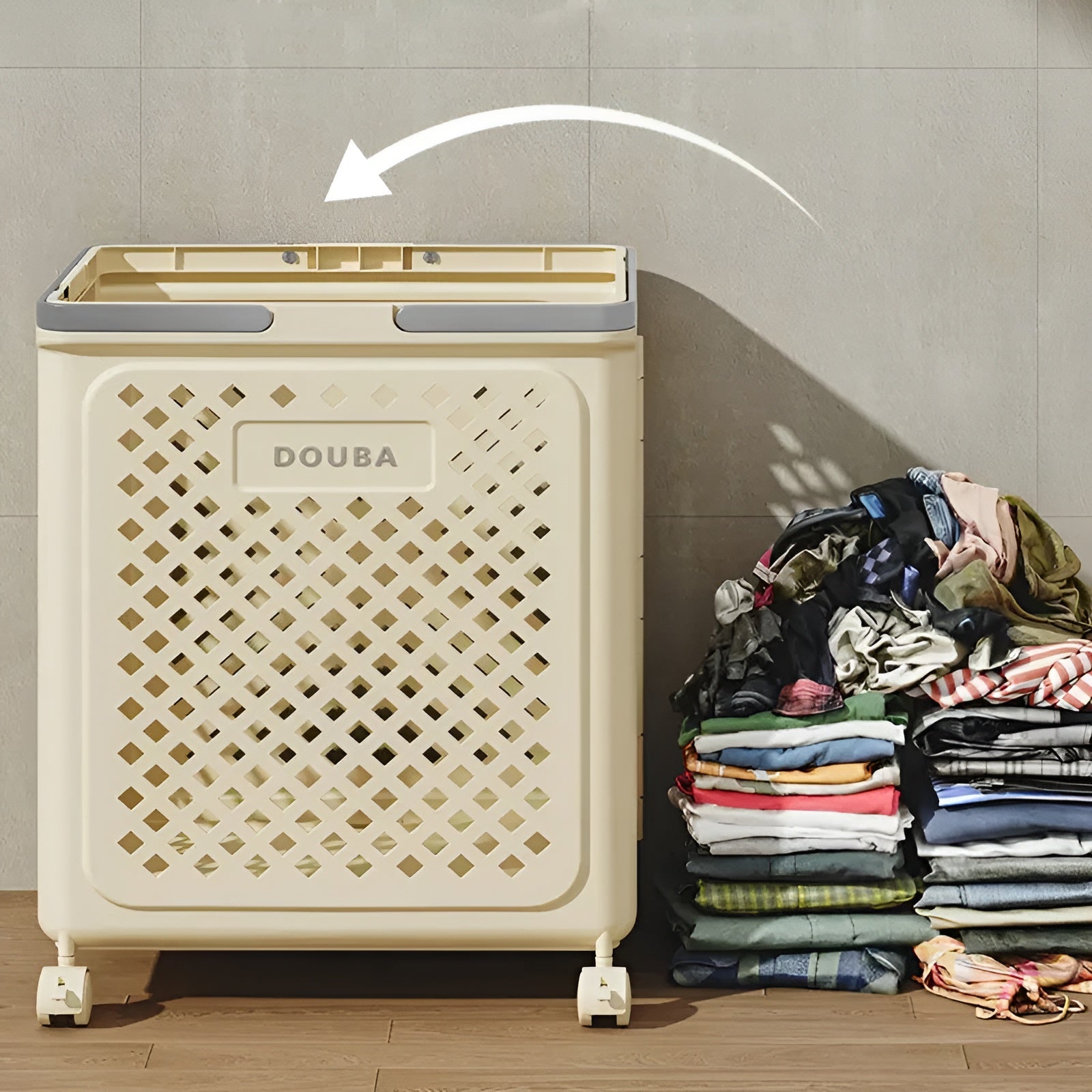 Sammenleggbar Skittentøyskurv med Hjul – Plassbesparende og Praktisk | Perfekt for Bad og Soverom