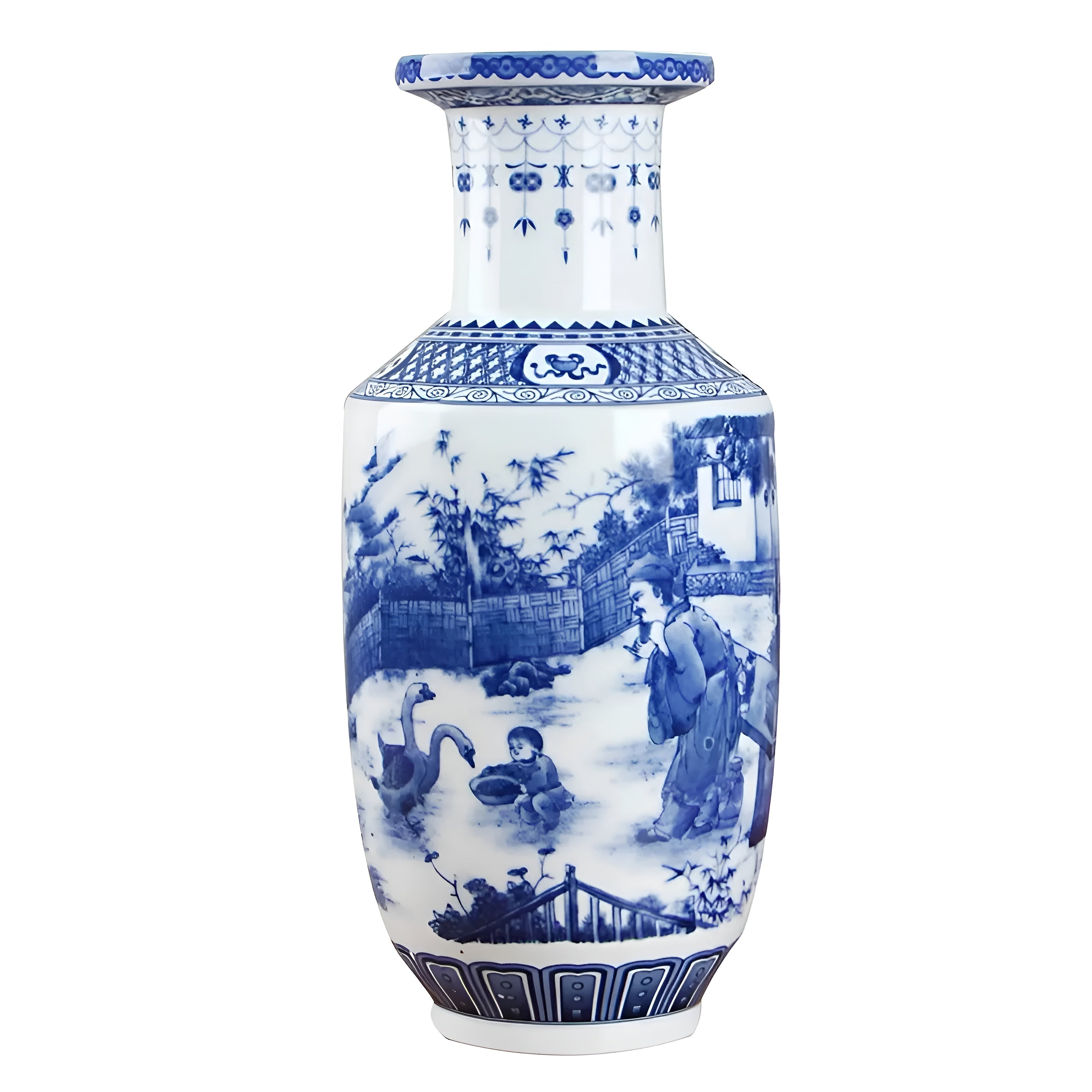 Klassische blau-weiße Keramikvase im China-Stil – Antikes Design für stilvolle Wohnakzente