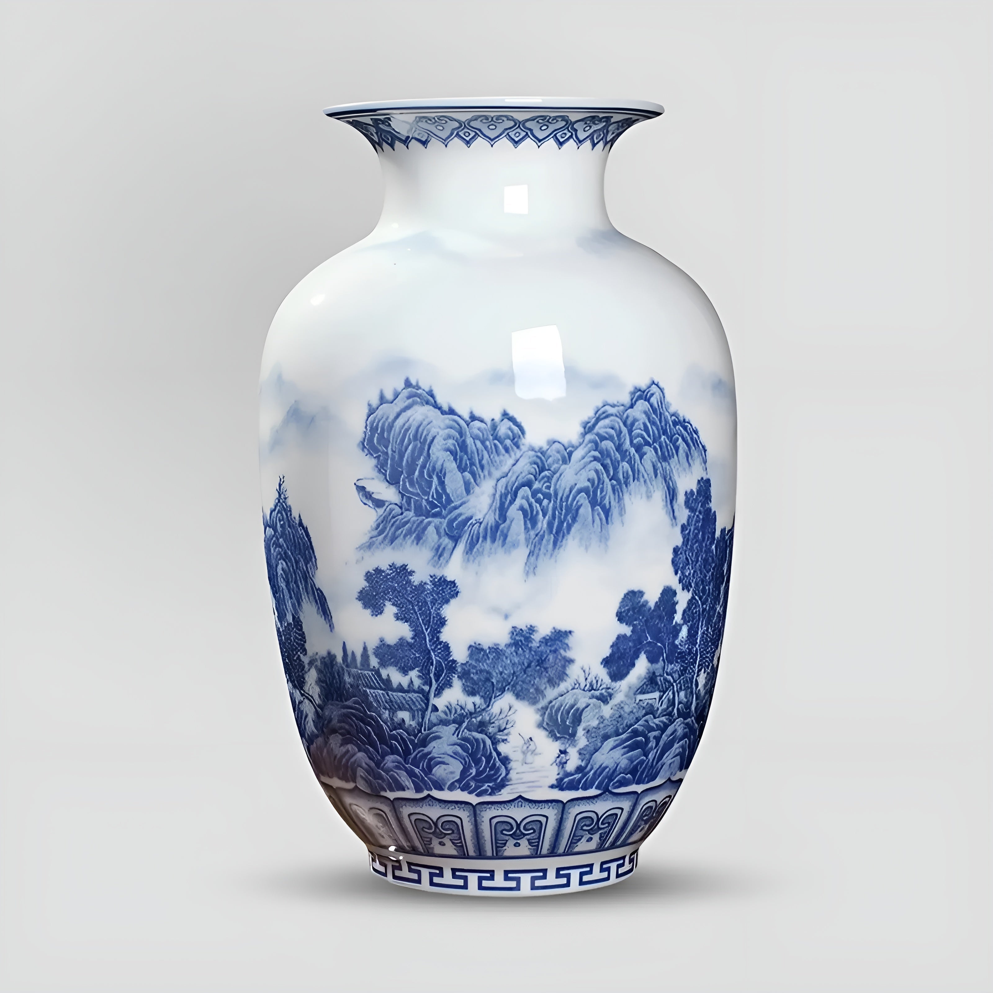 Klassische blau-weiße Keramikvase im China-Stil – Antikes Design für stilvolle Wohnakzente