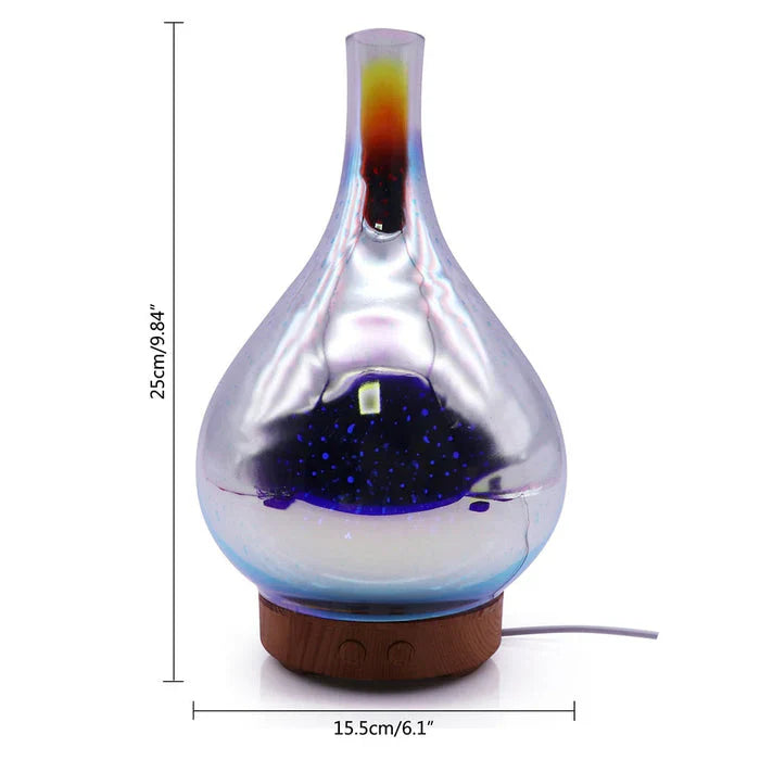 Aroma Diffusor Med 3d-glassdesign - Led-fargeendring Og Duftoljefunksjon
