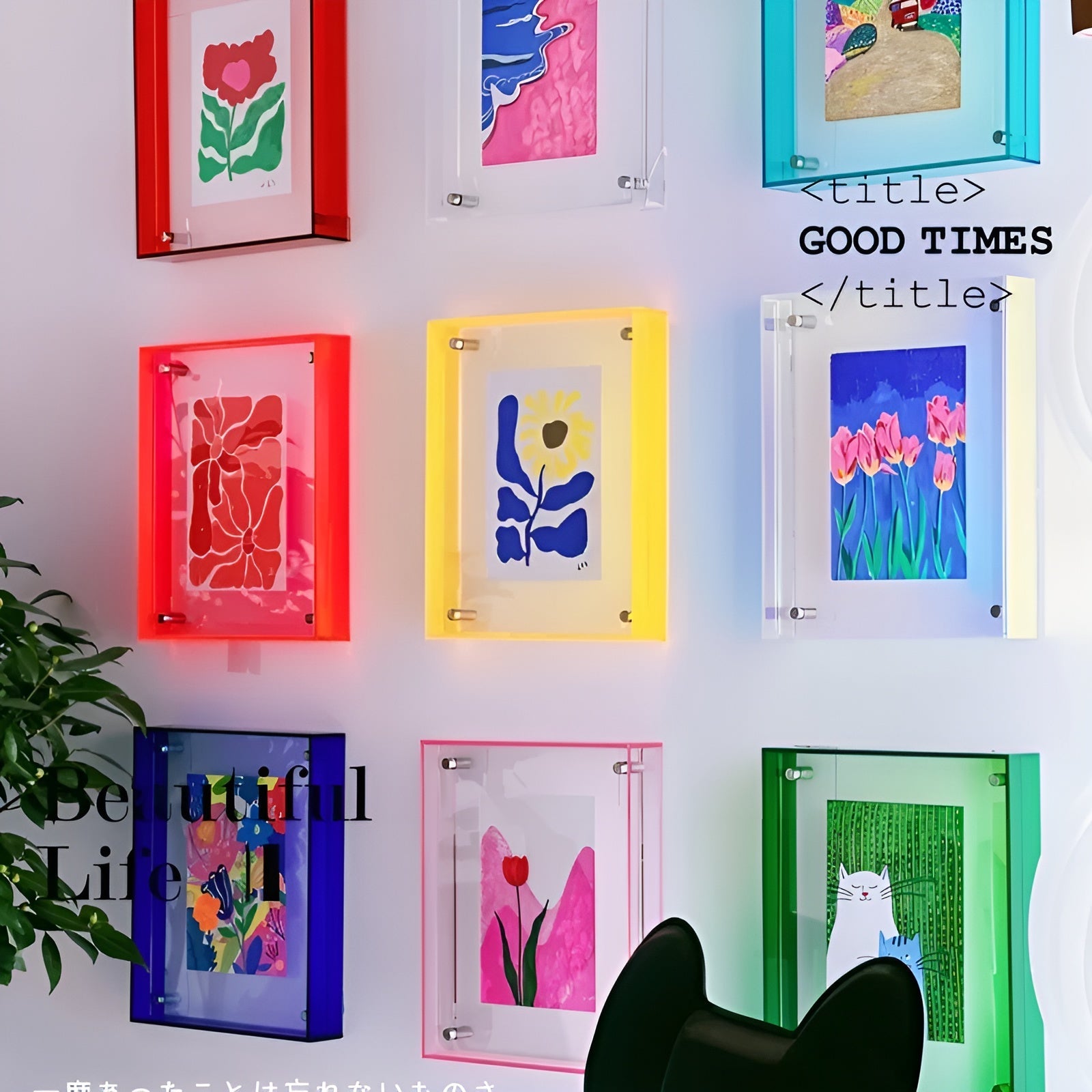 Akryl Bilderamme – Moderne Neonstil fra 80-tallet | Dekorativt og Unikt Design