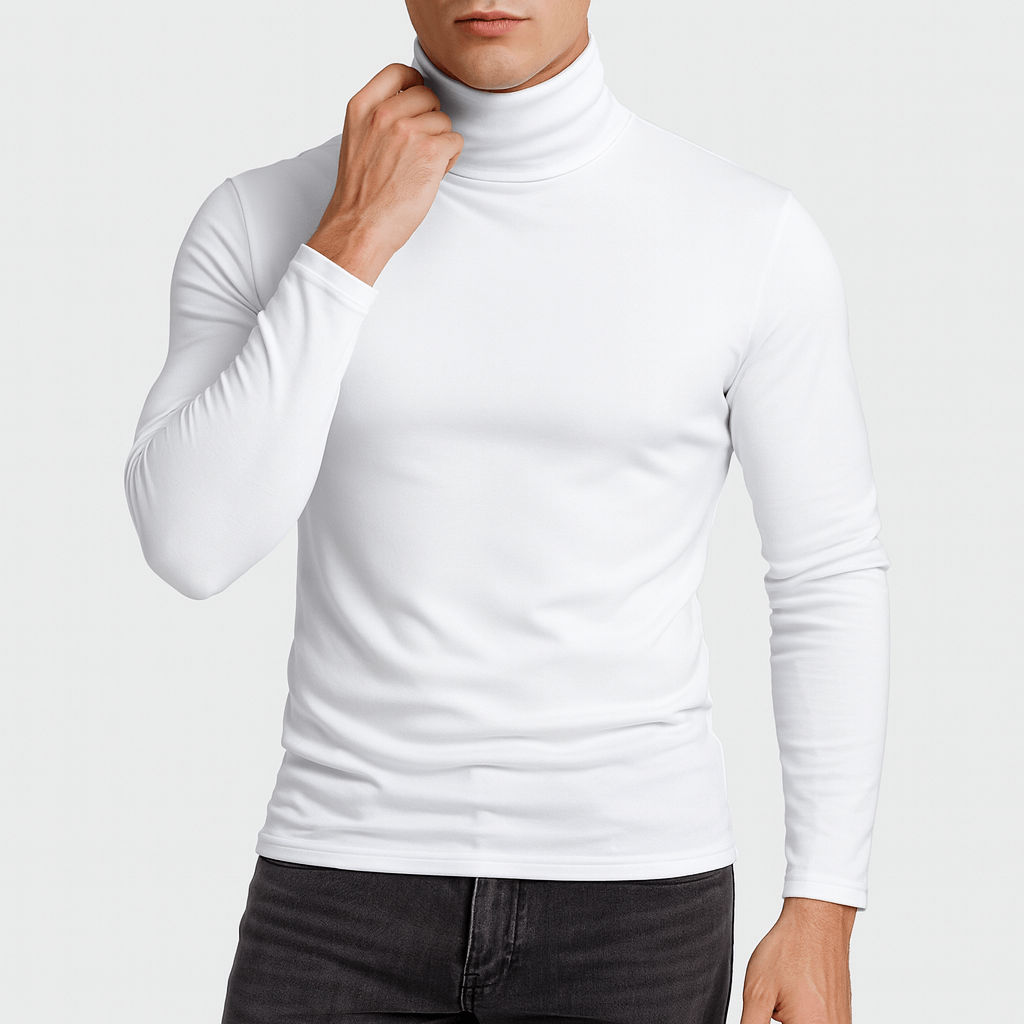 Slim fit rullekragebluse i stretchbomullsblanding – forsiden