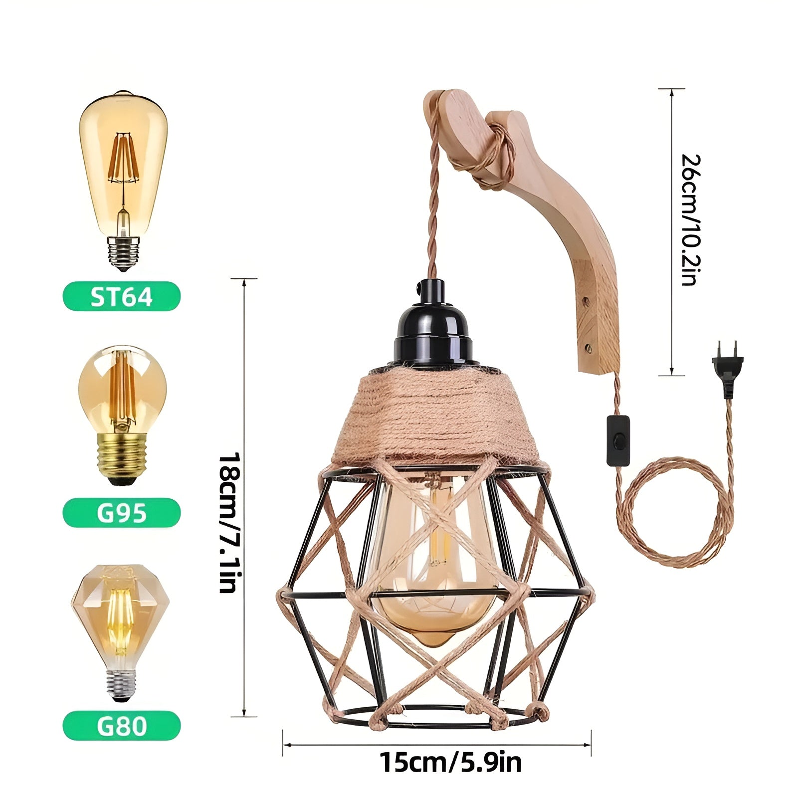 Vegglampe i Rattan – Håndlaget og Dekorativ | Perfekt for Stue og Soverom