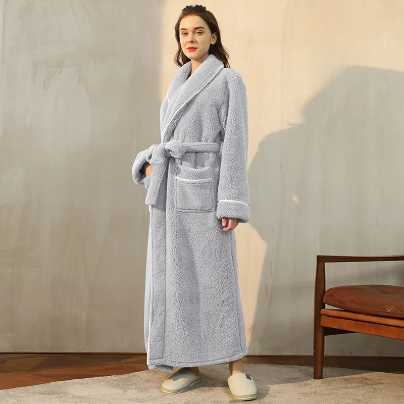 Lang myk badekåpe med belte og lommer – unisex, bilde 13