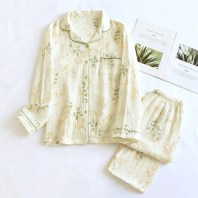 Pyjamasett i pustende bomull med prikkemønster – dame 21