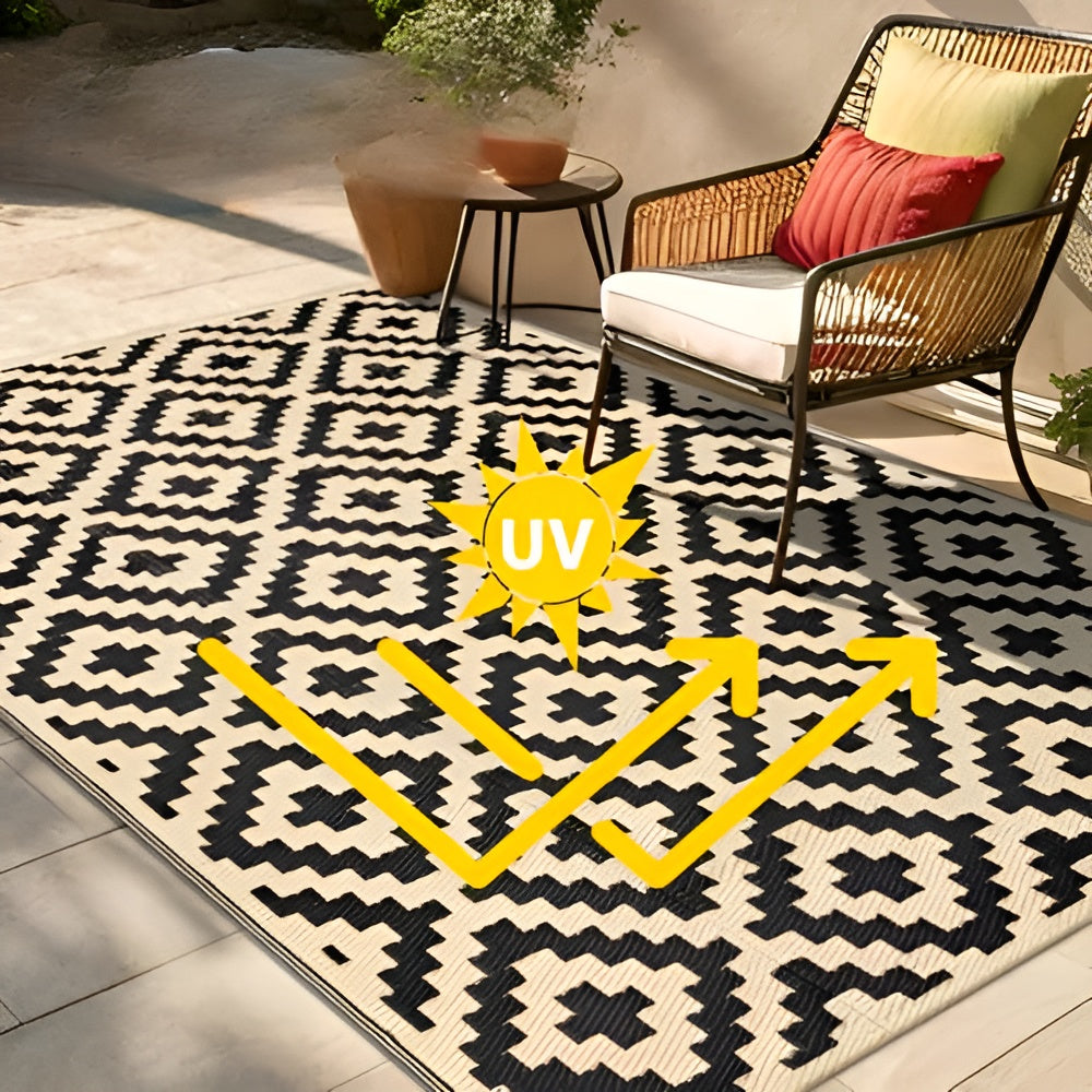 Vendbar Utematte – Sklisikker og UV-bestandig | Polypropylen med Geometrisk Design