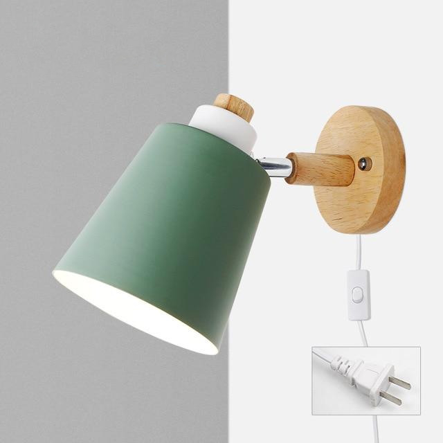 Rosa vegglampe med treplate – sidevinkel