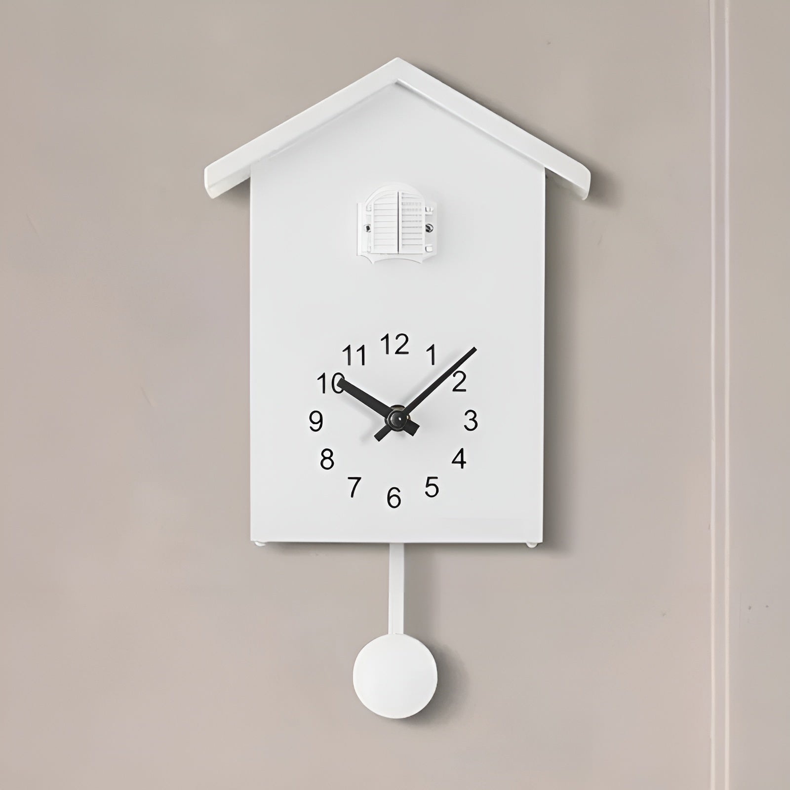 Moderne Gjøkur med Musikk – Stilfull Veggklokke i Høykvalitets ABS | Justerbar Lydstyrke