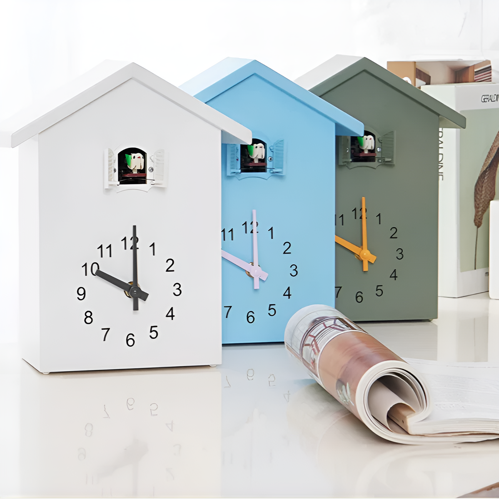 Moderne Gjøkur med Musikk – Stilfull Veggklokke i Høykvalitets ABS | Justerbar Lydstyrke