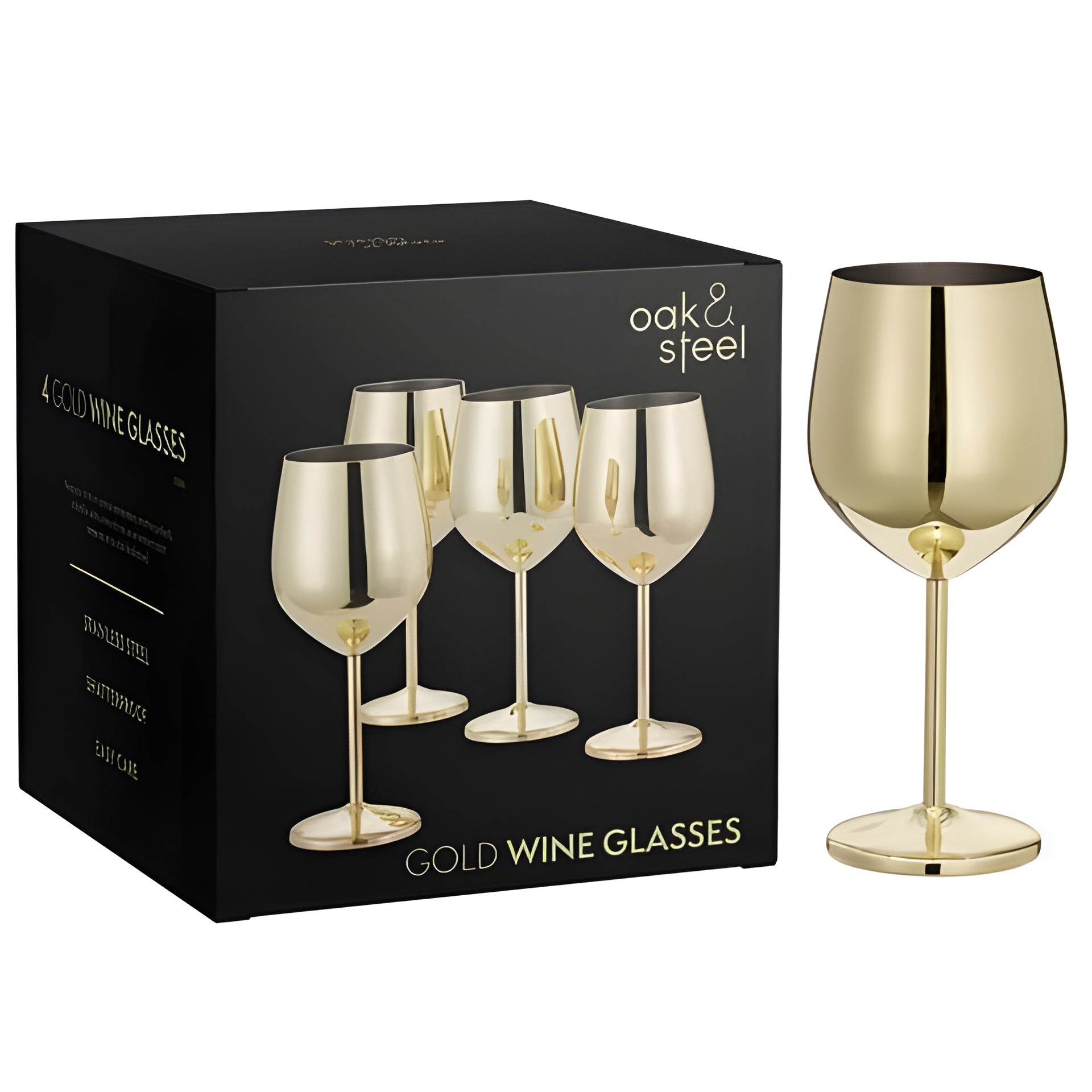 Vinglass I Rustfritt Stål Med Gullfinish – Elegante Glass Til Vin Og Spesielle Anledninger