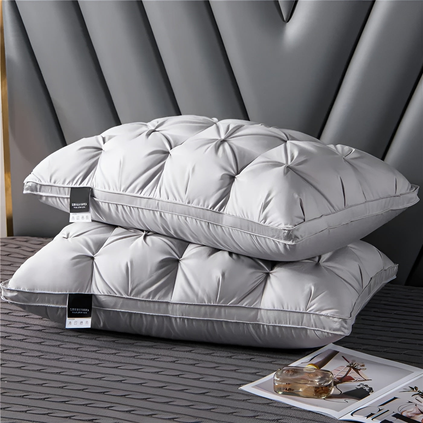 Hotellpute med Dunfyll – Luksuriøs og Komfortabel | Perfekt for Soverom og Sofa - Grå - Puter
