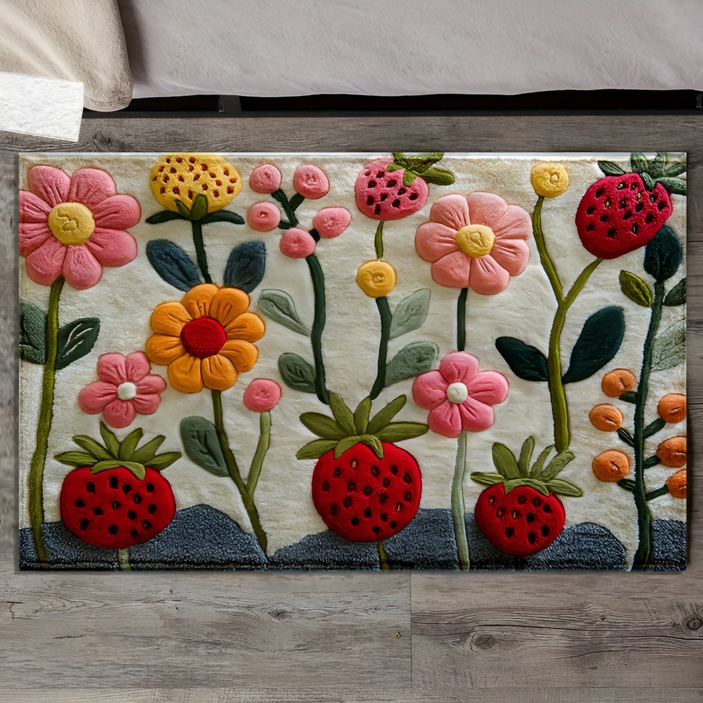 3D Blomstermatte – Sklisikkert Teppe med Kasjmirfølelse | Perfekt til Gang og Bad