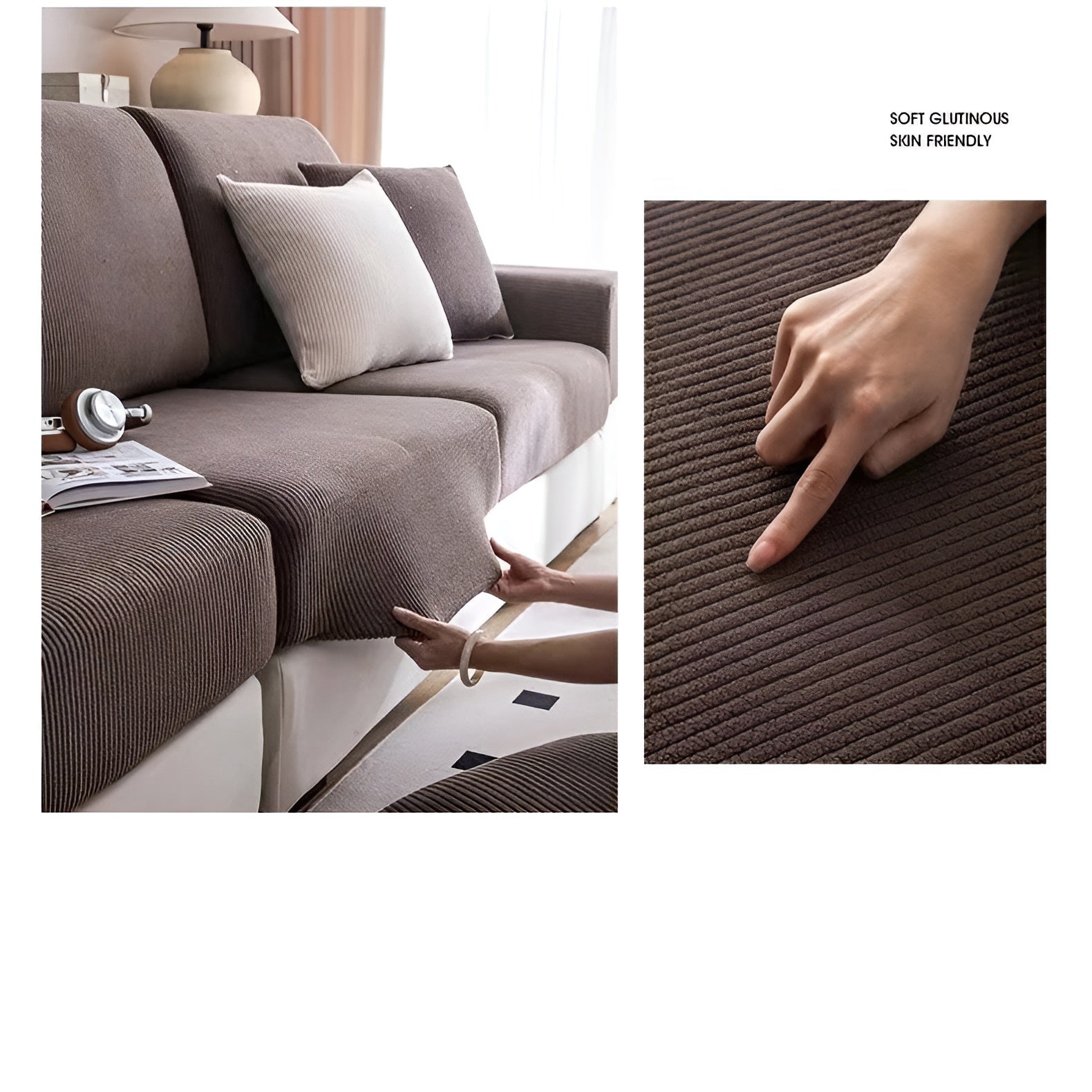 Sofatrekk i Kordfløyel – Mykt, Tøyelig og Slitesterkt | Vertikalt Stripemønster