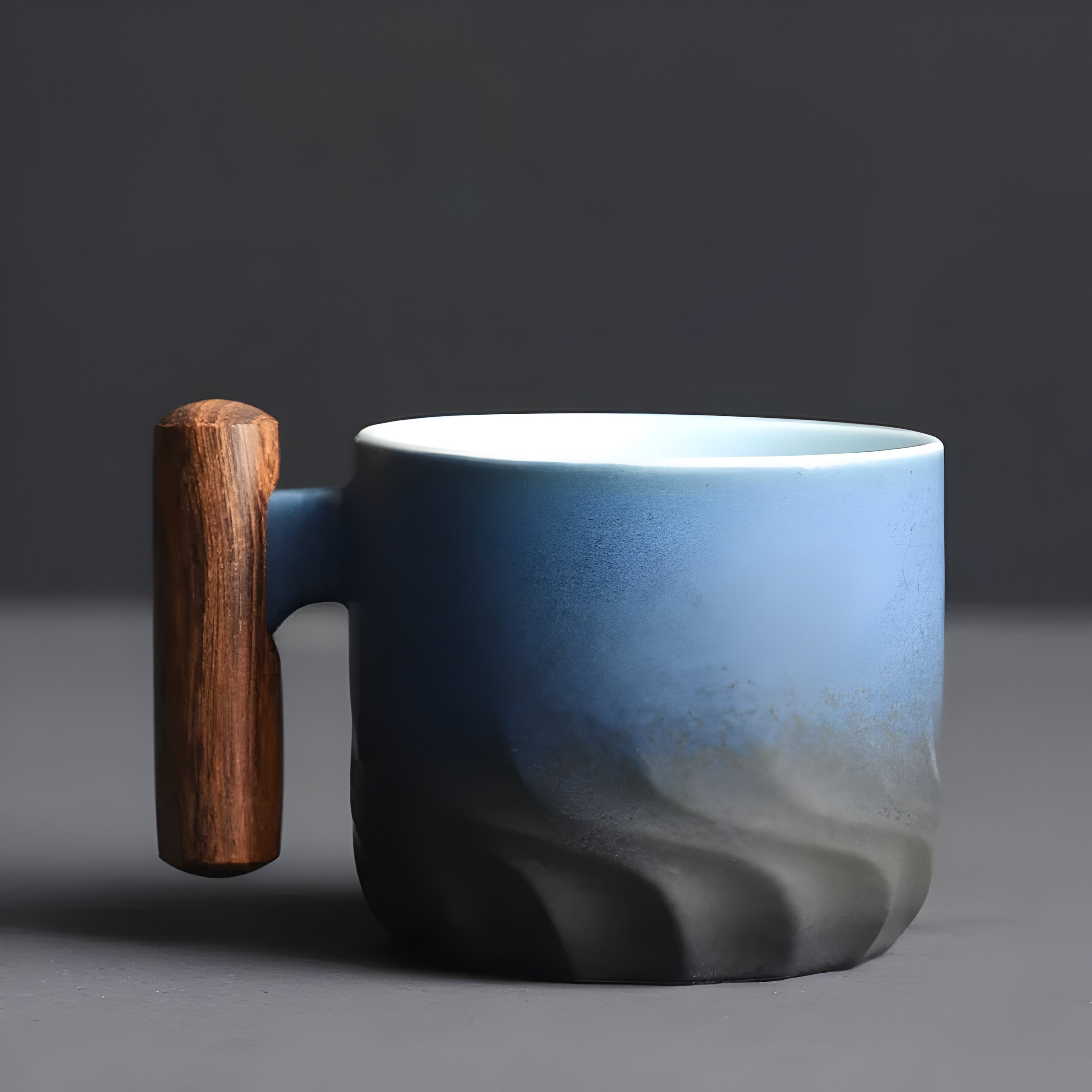 Keramisk Kaffekopp Med Trehåndtak - Minimalistisk Keramisk Kaffekopp