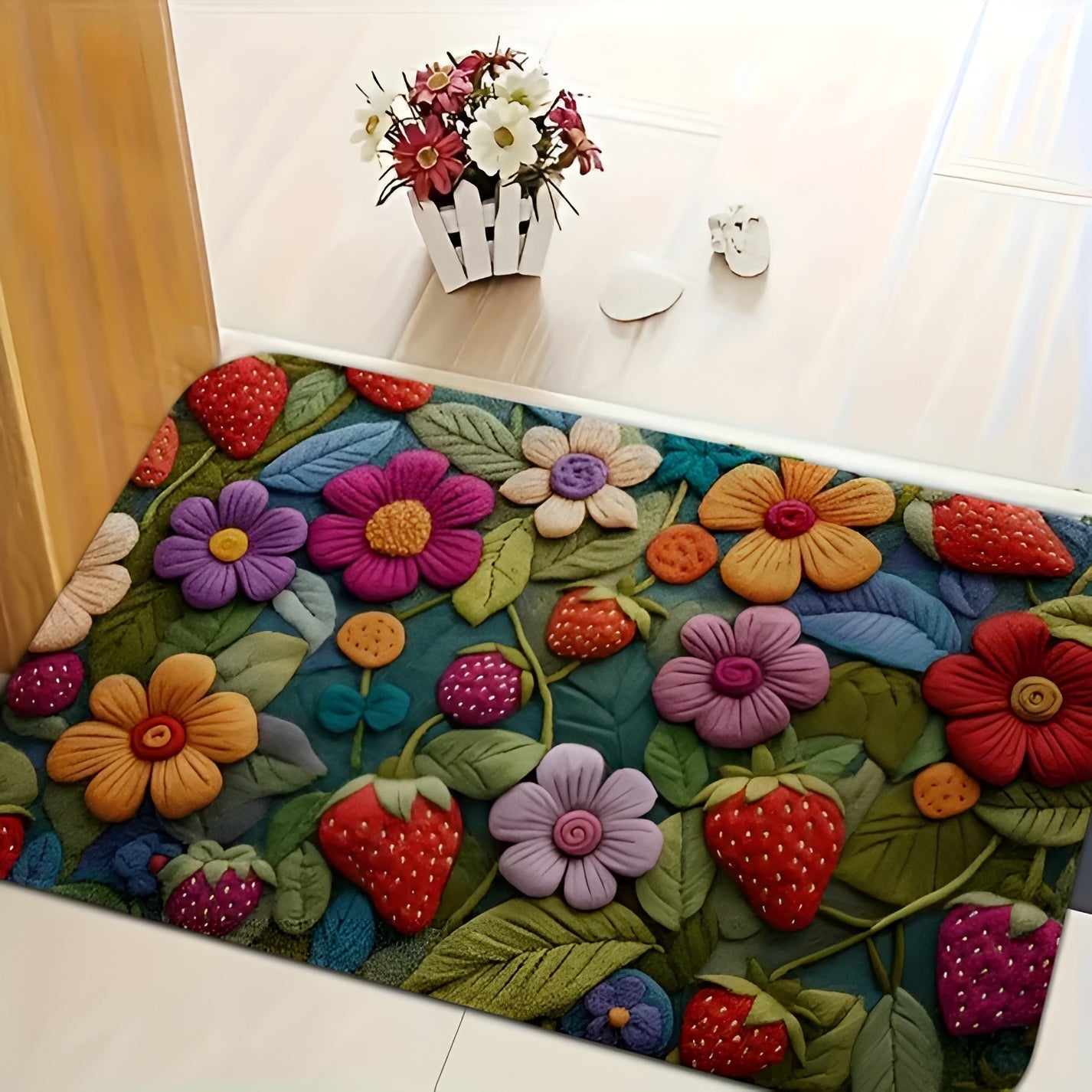 3D Blomstermatte – Sklisikkert Teppe med Kasjmirfølelse | Perfekt til Gang og Bad