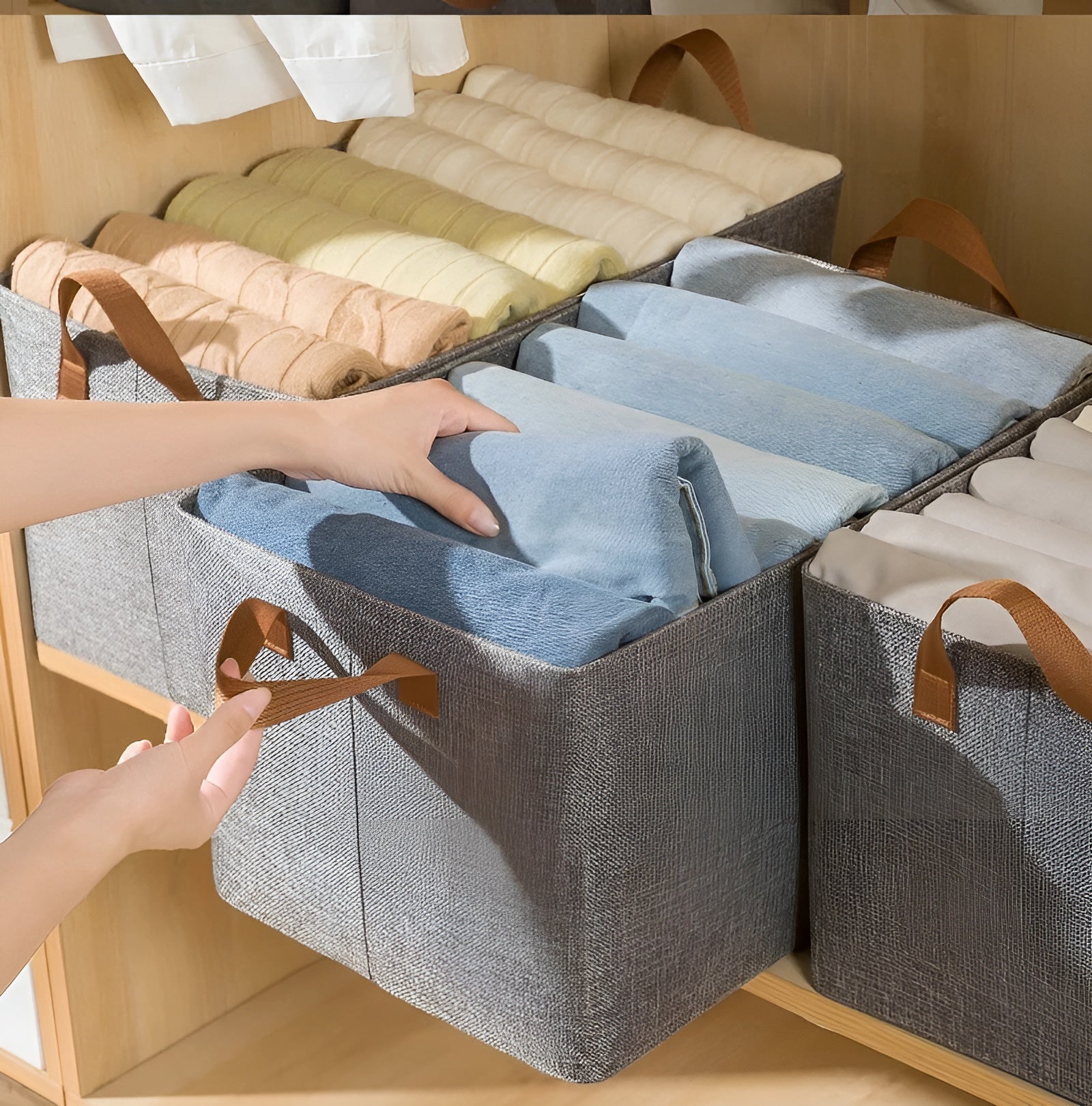 Sammenleggbare Oppbevaringskurver – Praktisk 3-pakning | Perfekt for Klær, Leker og Mer