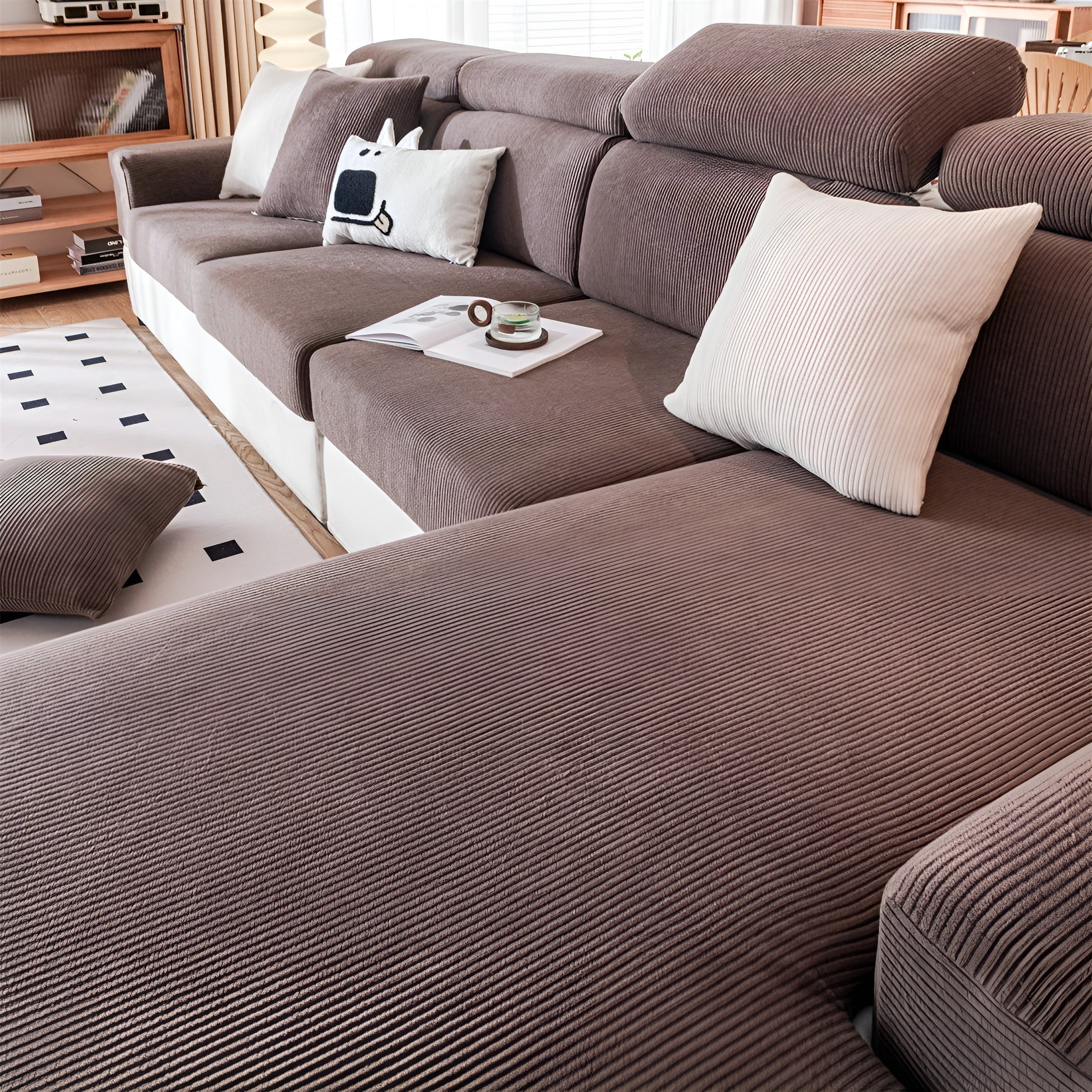 Sofatrekk i Kordfløyel – Mykt, Tøyelig og Slitesterkt | Vertikalt Stripemønster