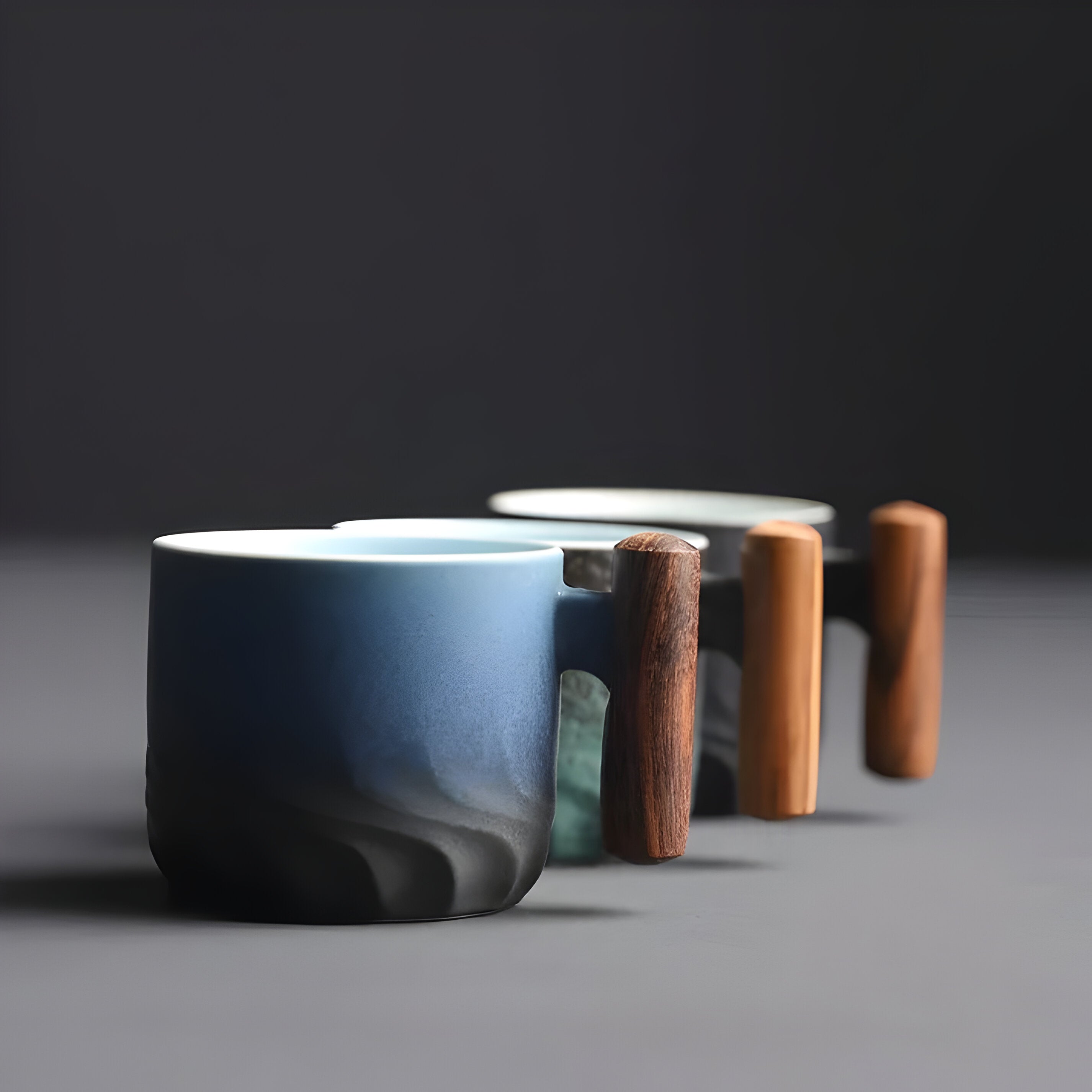 Keramisk Kaffekopp Med Trehåndtak - Minimalistisk Keramisk Kaffekopp