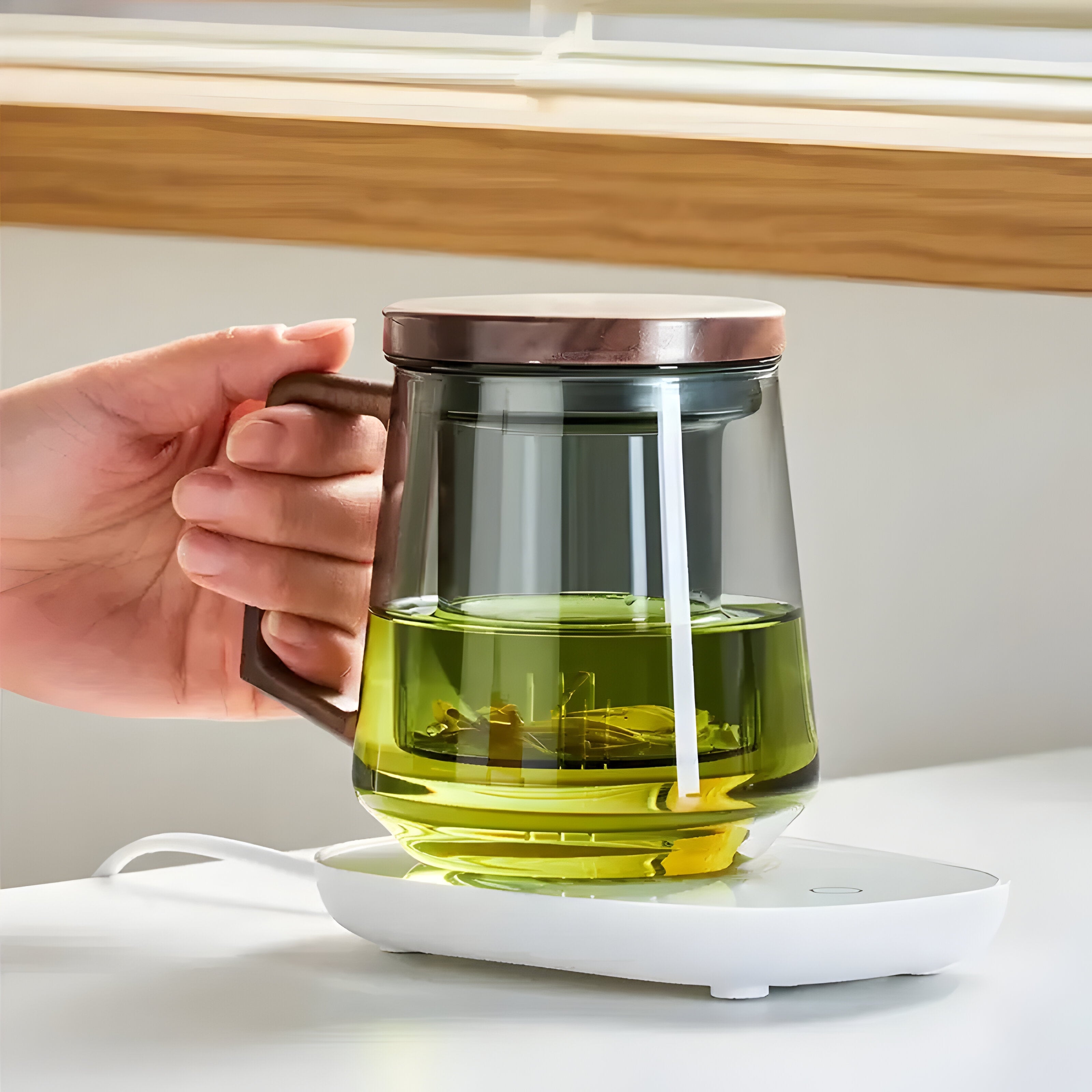 Hitzebeständige Glasteetasse- Premium Tepotte for Hjem og Kontor med Filter og Lokk