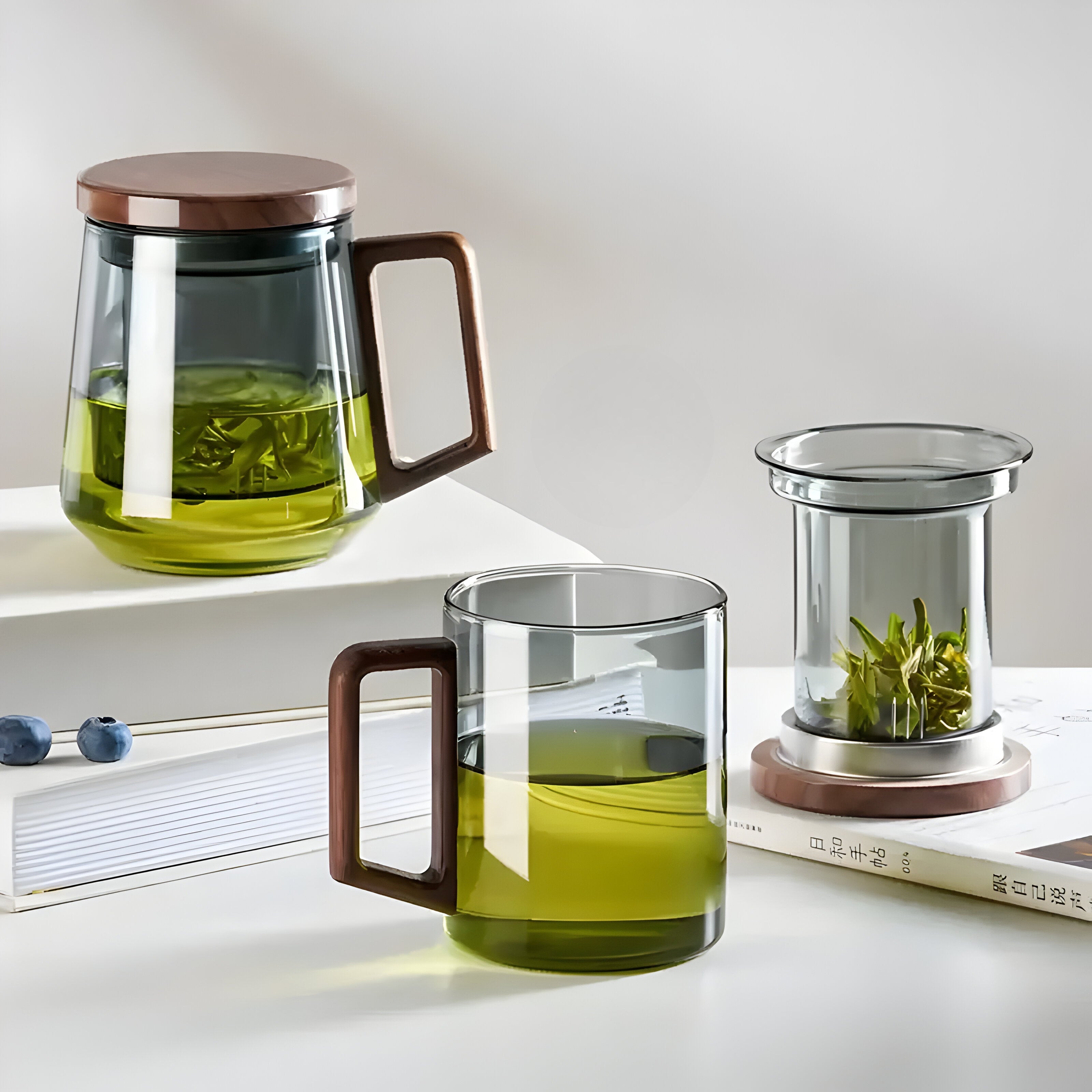Hitzebeständige Glasteetasse- Premium Tepotte for Hjem og Kontor med Filter og Lokk