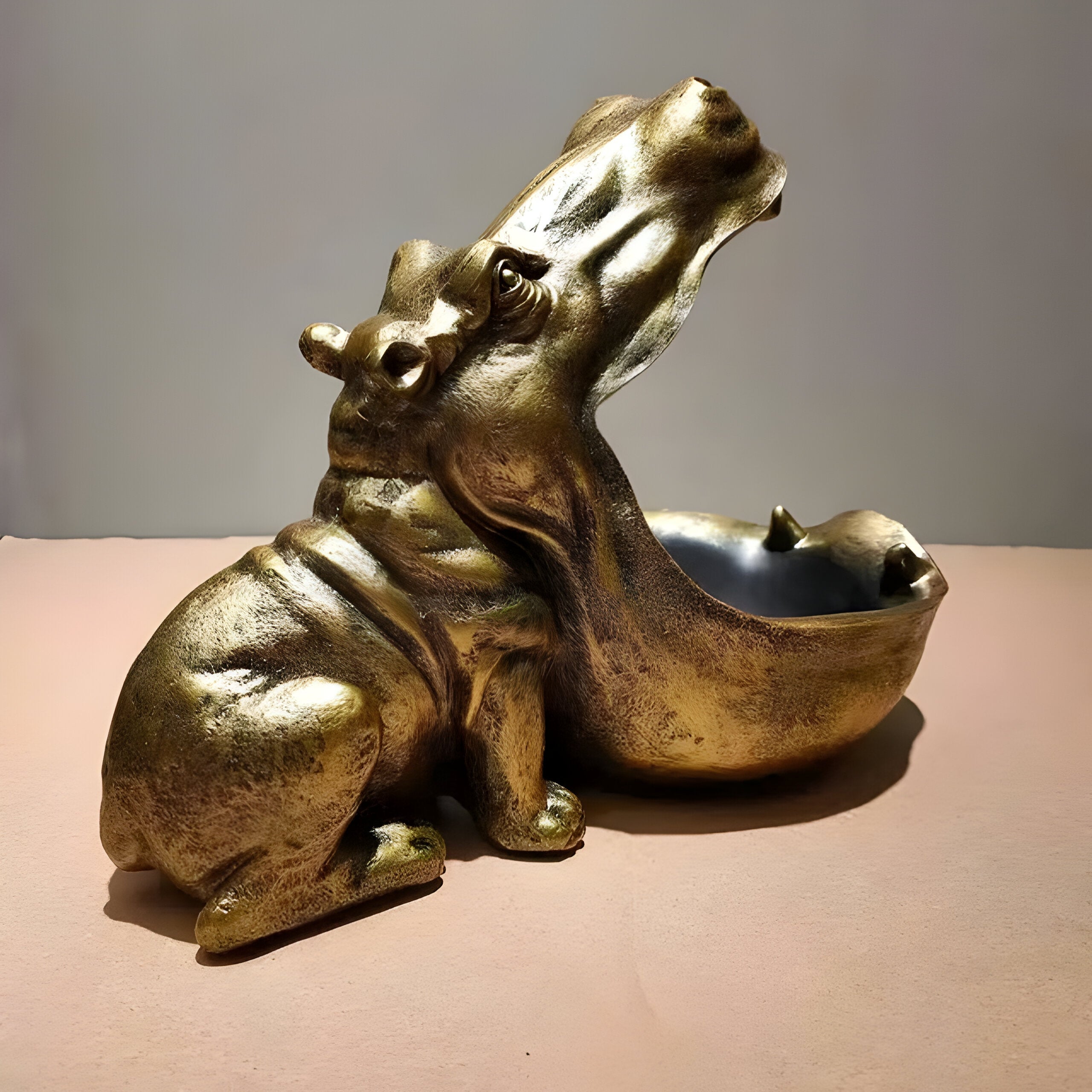 Flodhest Keramikfigur – Handgefertigte Tier-Skulptur für Regal & Wohnzimmer-Deko