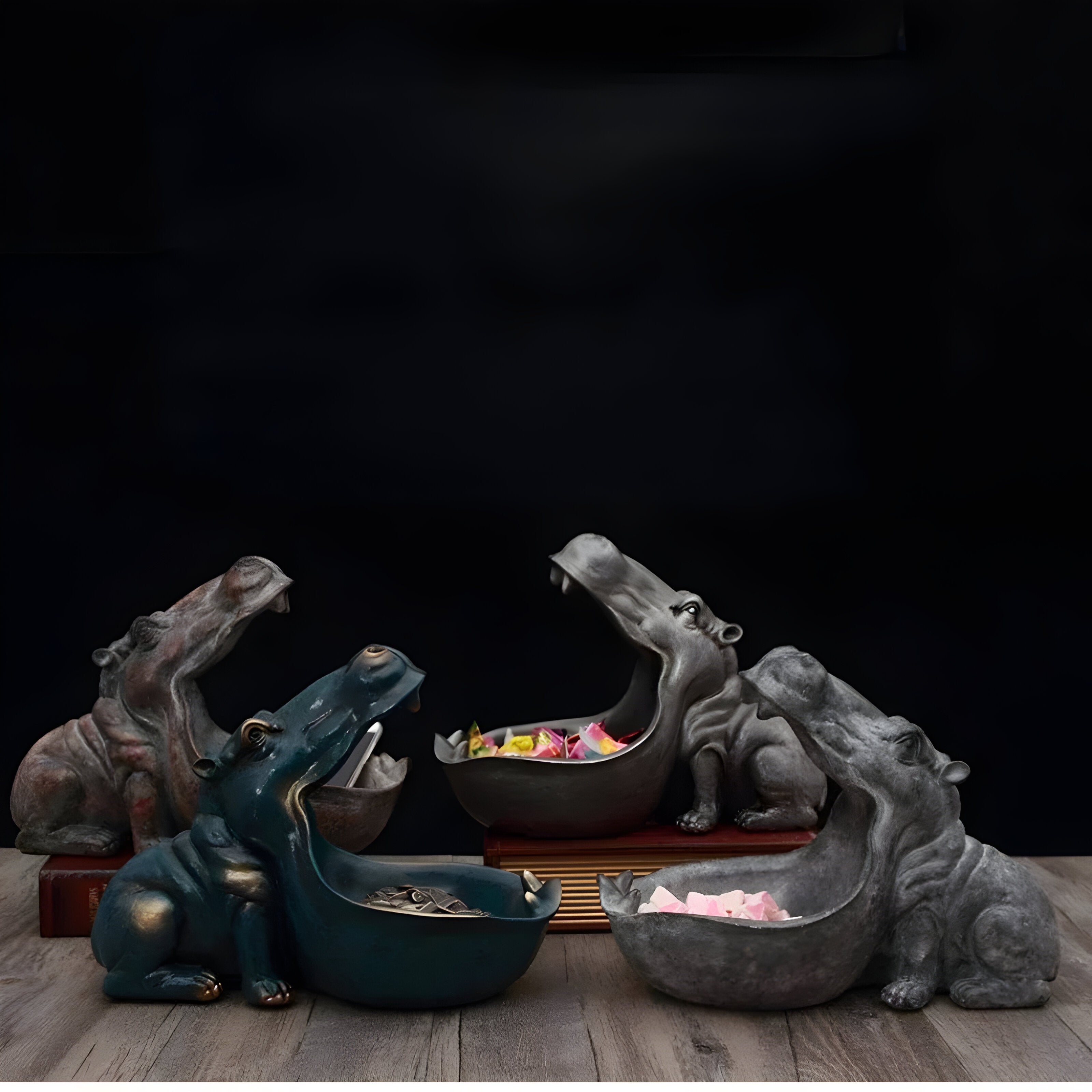 Flodhest Keramikfigur – Handgefertigte Tier-Skulptur für Regal & Wohnzimmer-Deko