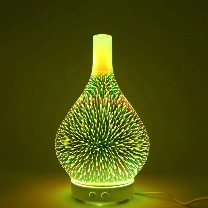 Aroma Diffusor Med 3d-glassdesign - Led-fargeendring Og Duftoljefunksjon