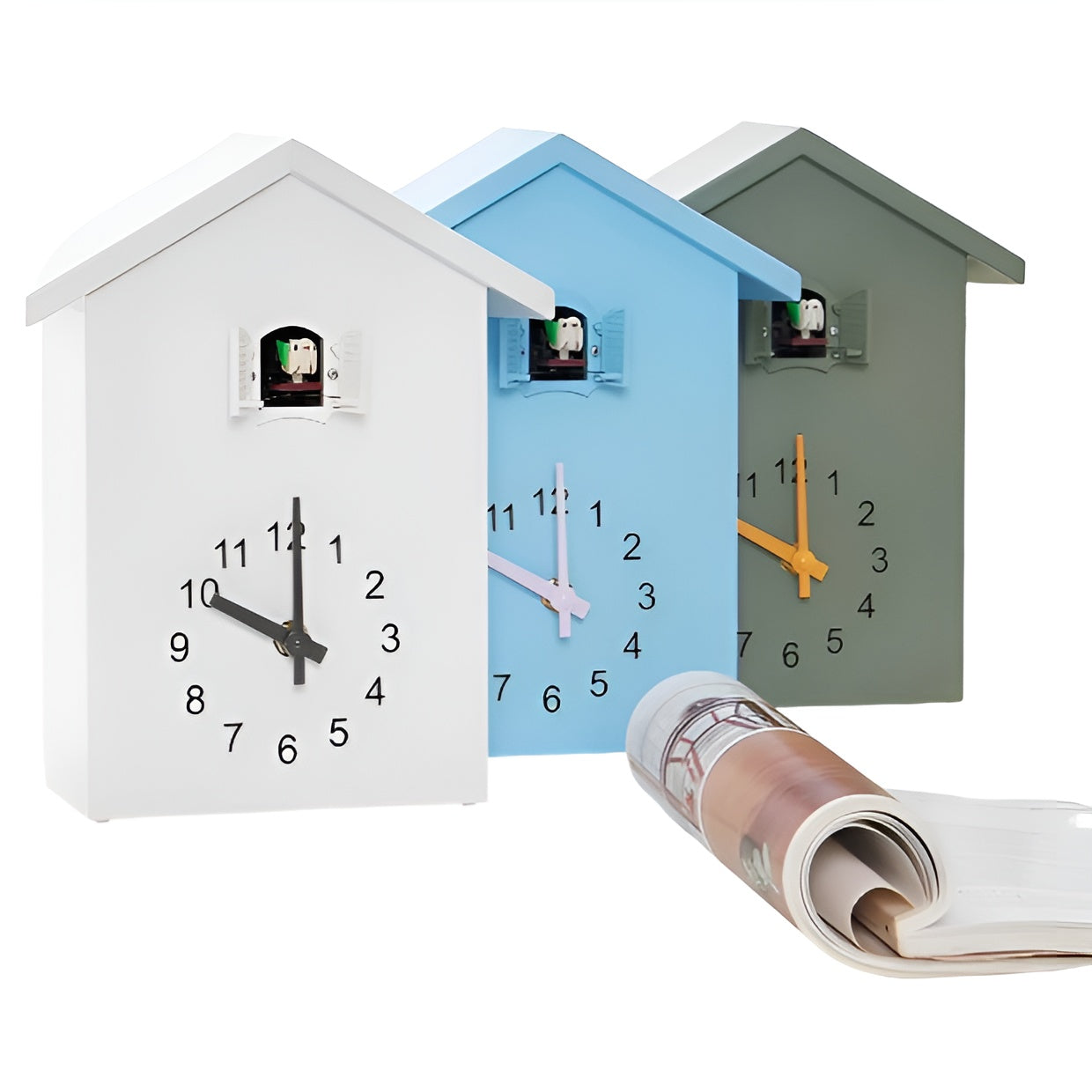 Moderne Gjøkur med Musikk – Stilfull Veggklokke i Høykvalitets ABS | Justerbar Lydstyrke