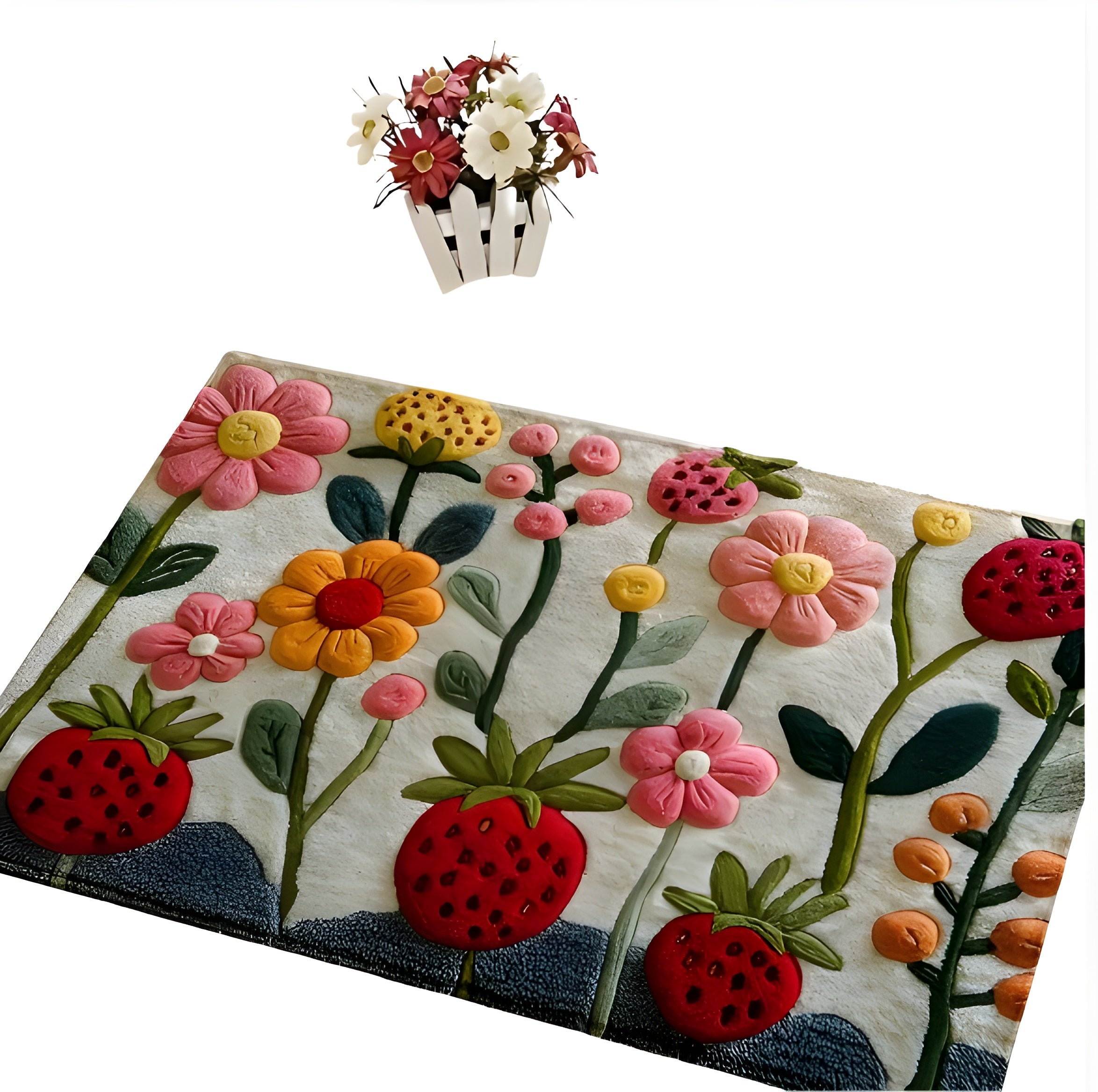 3D Blomstermatte – Sklisikkert Teppe med Kasjmirfølelse | Perfekt til Gang og Bad