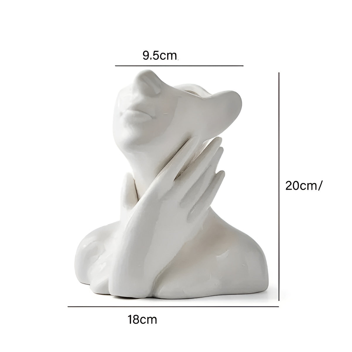 Keramikkvase Med Ansiktsmotiv – Dekorativ Og Elegant | Perfekt For Bord Og Sidebord - Glamorøs: 18cm x 20.5 cm x 9.5cm