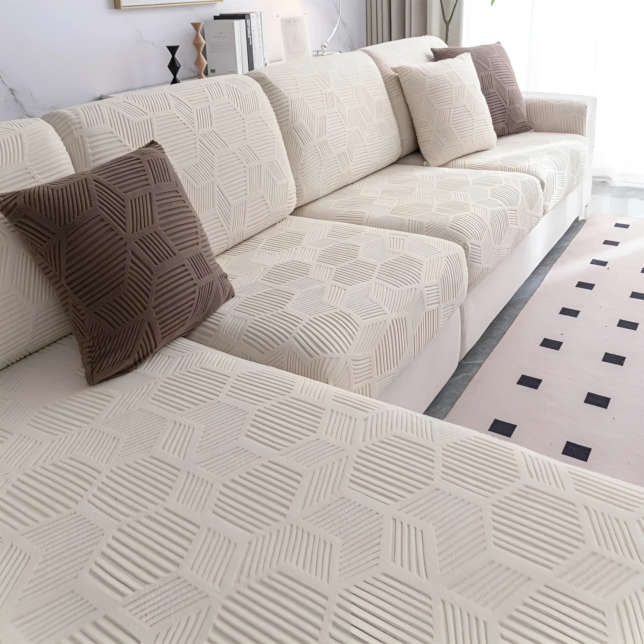 Jacquard Sofaüberwurf mit geometrischem Muster – Weich & Haustierfreundlich | Perfekt zum Schutz und für gemütliche Wohnräume