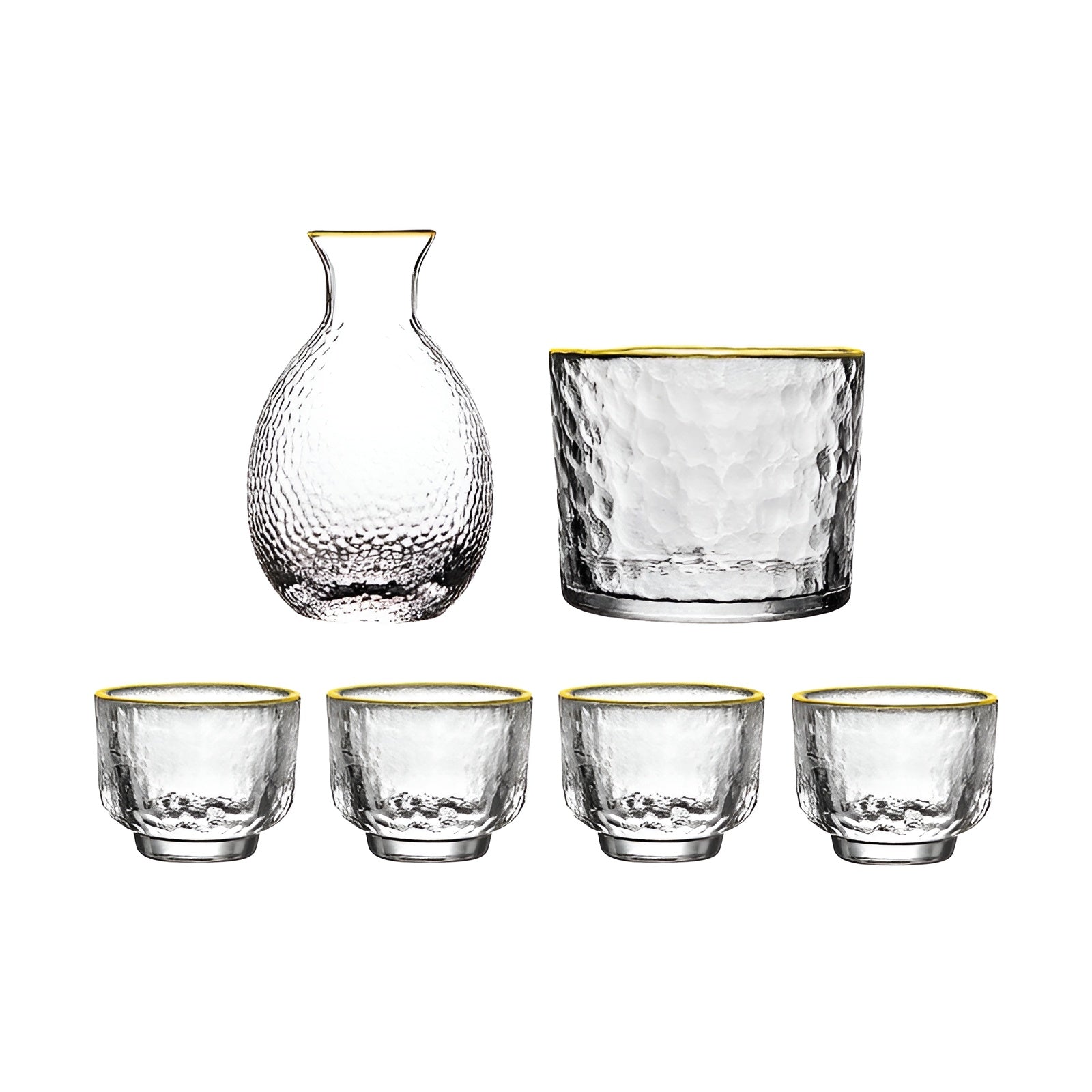 Japansk Sake-sett i Glass – Elegant Karaffel med Kopper | Perfekt for Vin, Whisky og Likør
