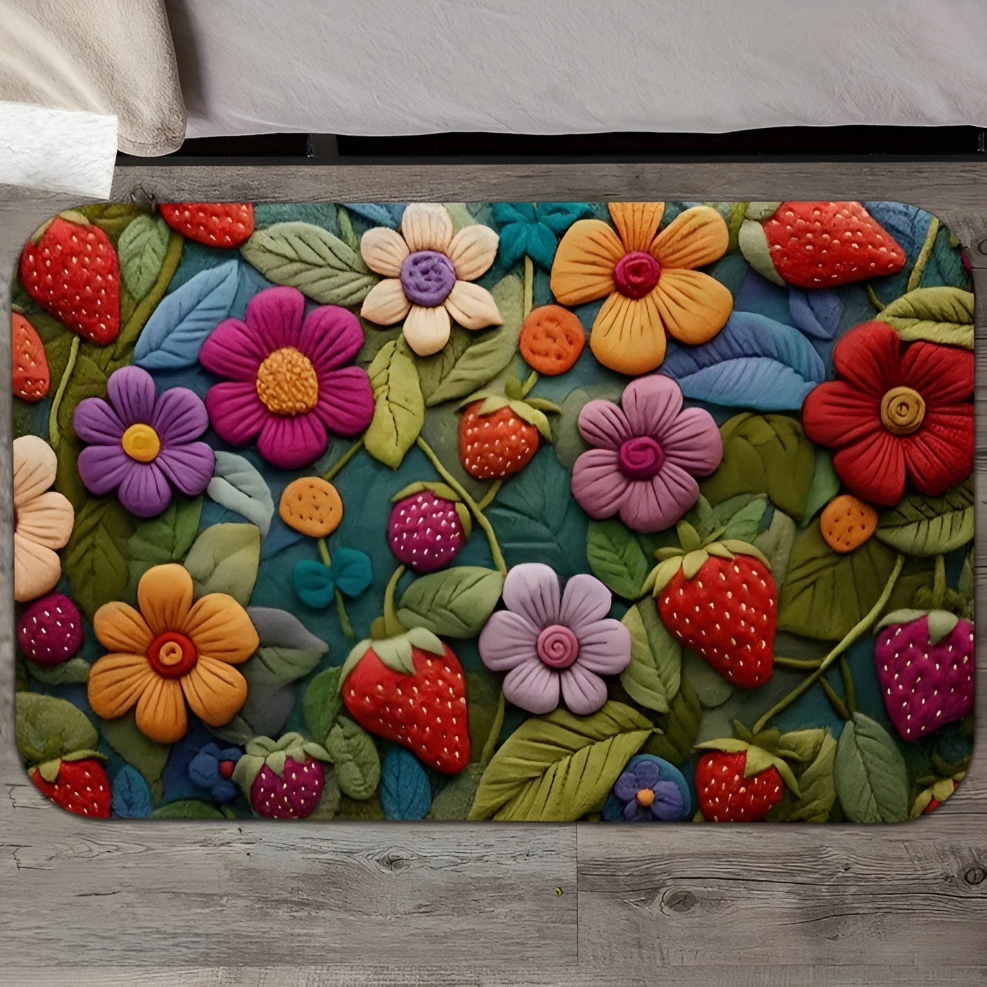 3D Blomstermatte – Sklisikkert Teppe med Kasjmirfølelse | Perfekt til Gang og Bad